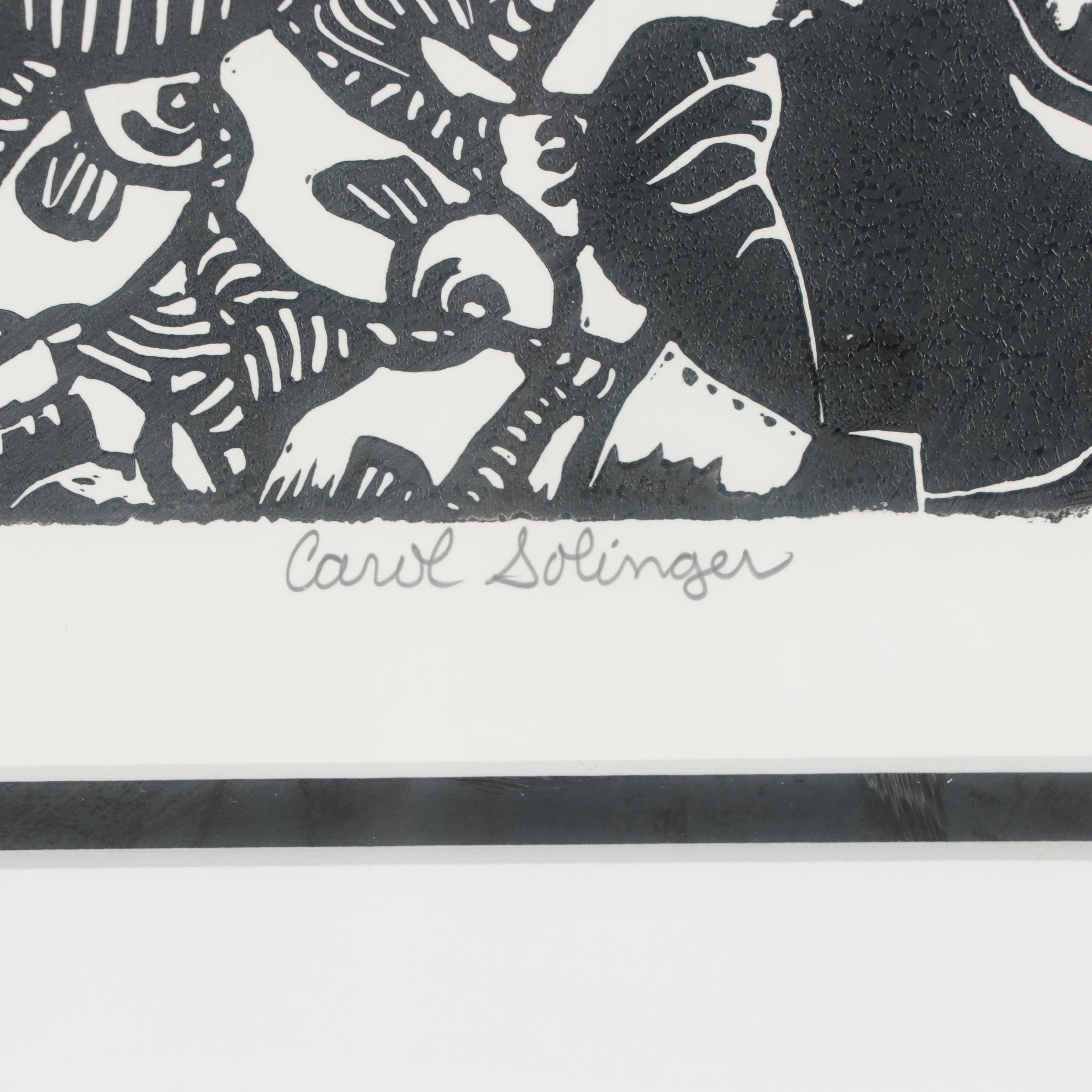 Carol Selonick-Solinger Linoleum Cut "Metamorphosis," Late 20th century