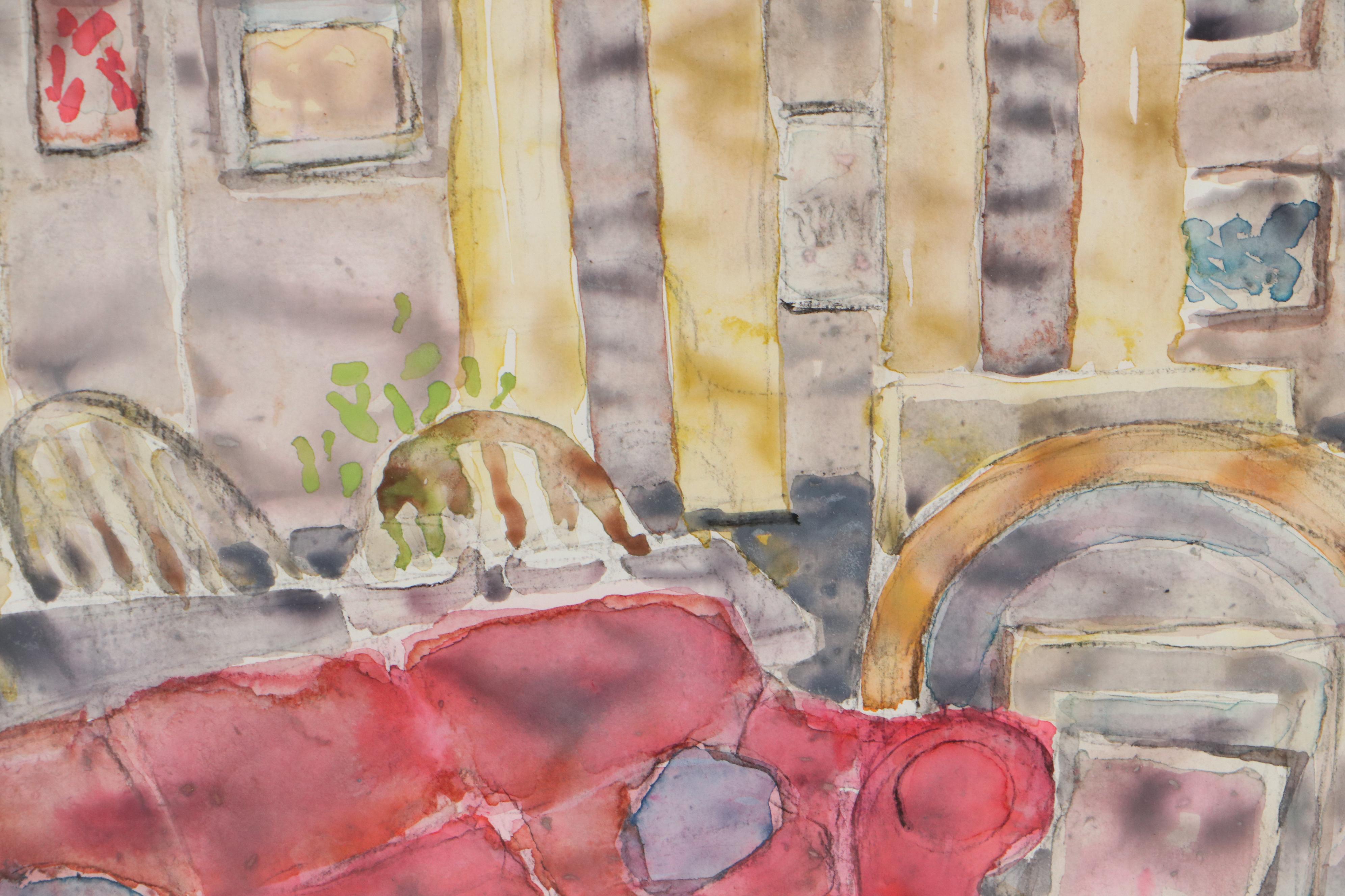 Walter Sorge Watercolor Painting "Interior"