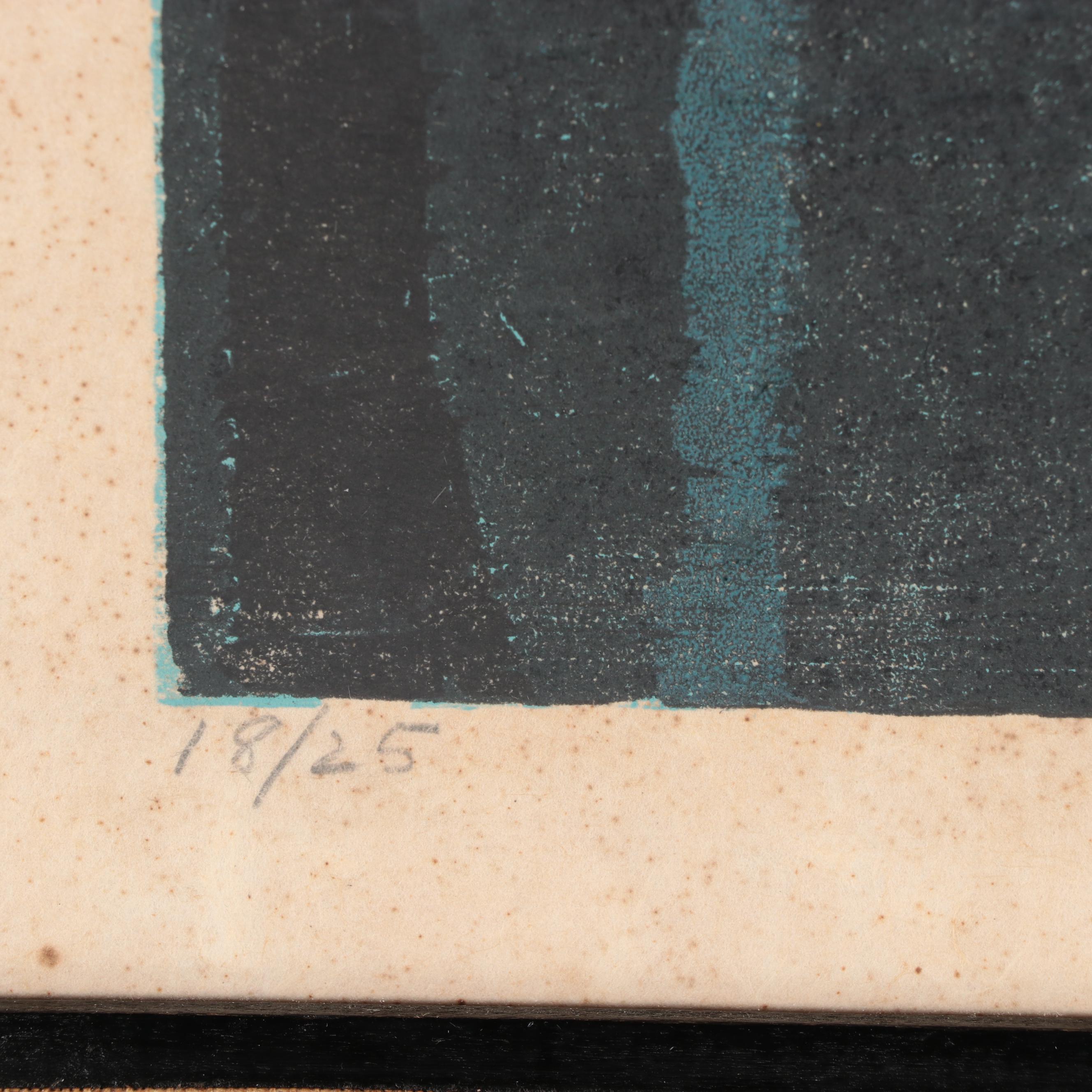 Evelyn Marx Woodcut "Mary and Martha," 1959