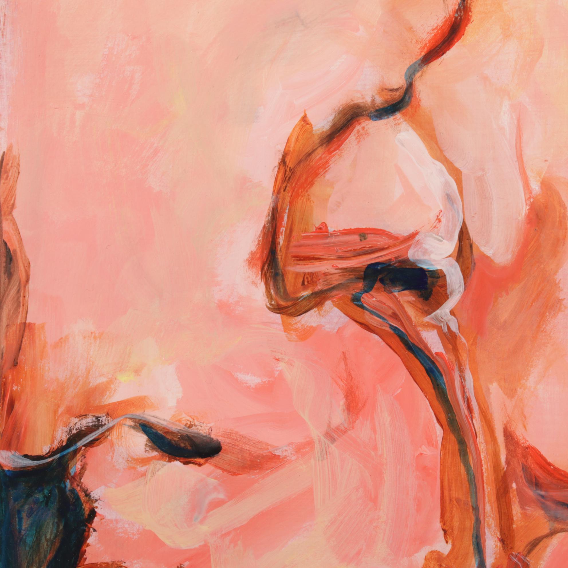 Chien Ming Su Yonic Floral Oil Painting, Late 20th-21st Century