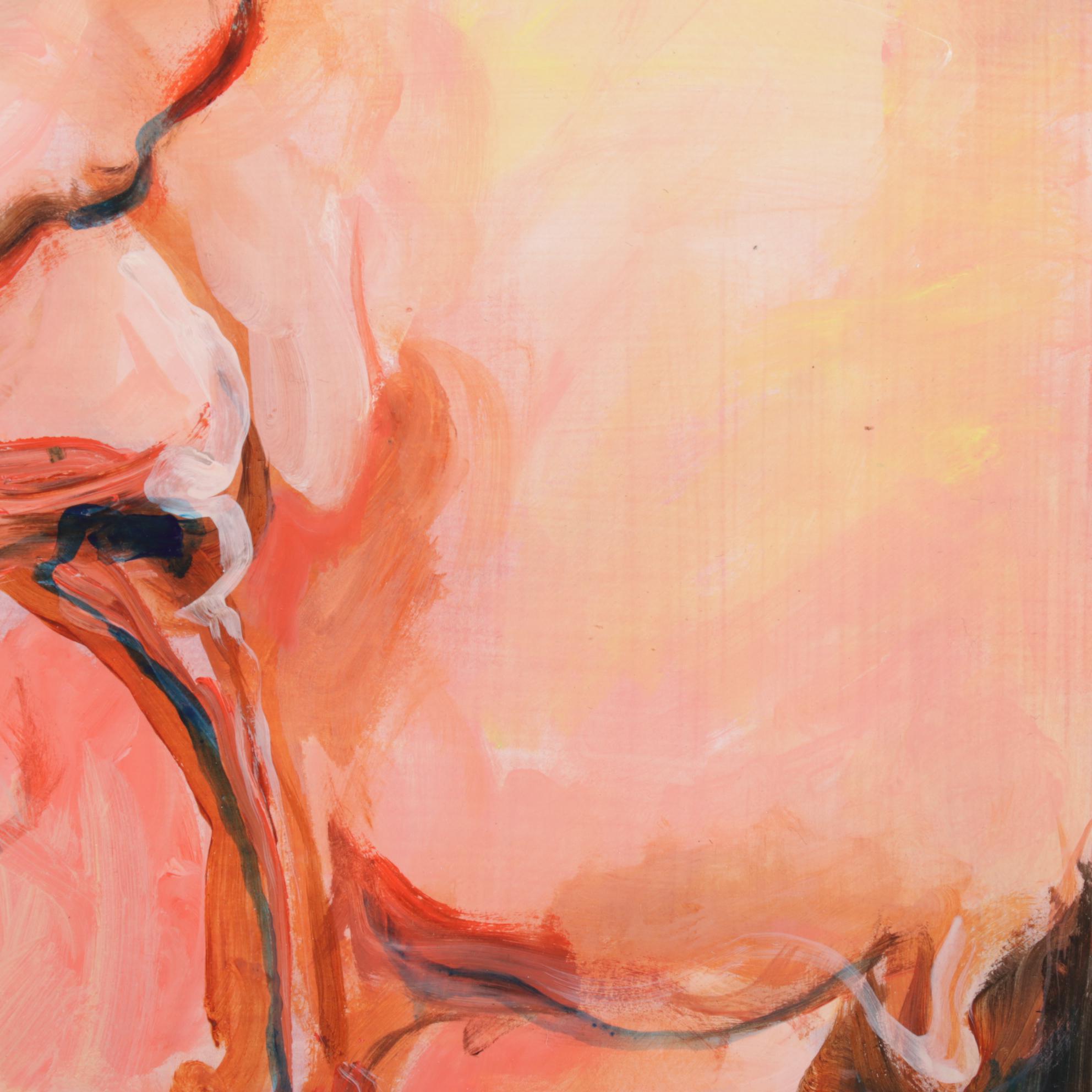 Chien Ming Su Yonic Floral Oil Painting, Late 20th-21st Century