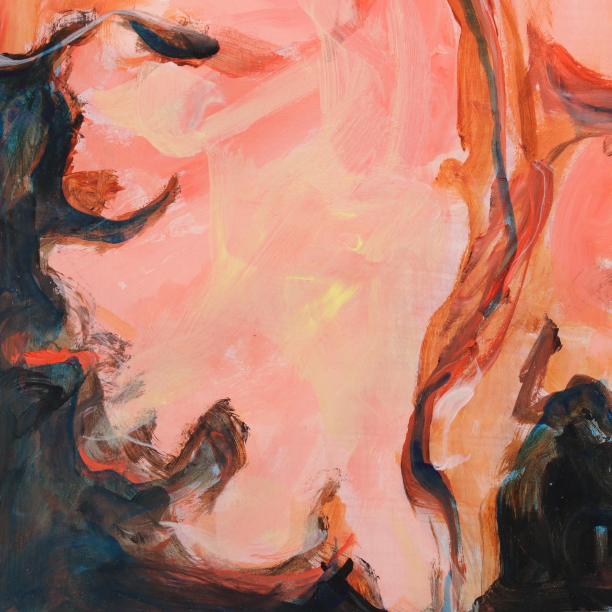 Chien Ming Su Yonic Floral Oil Painting, Late 20th-21st Century