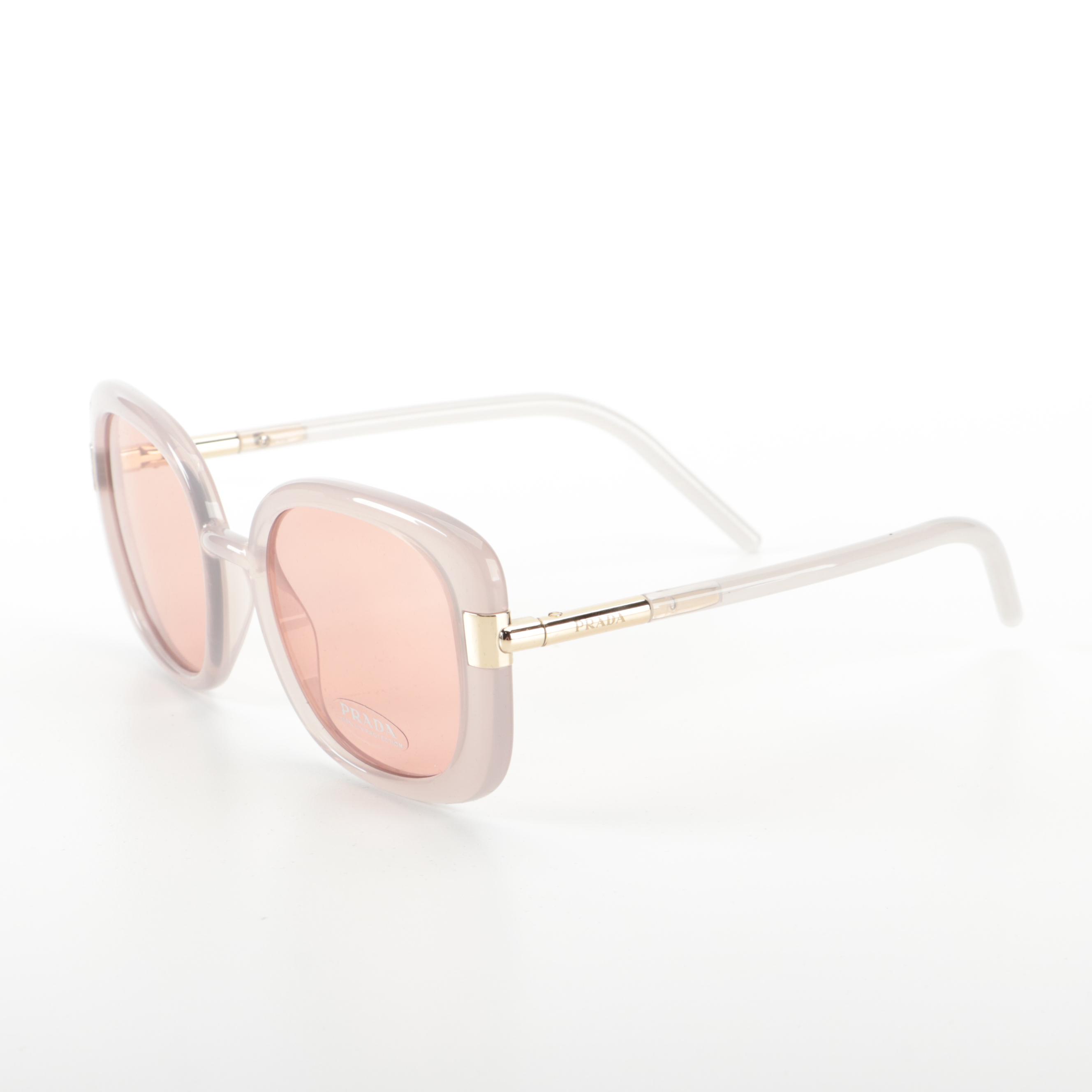 Prada SPR 04W Sunglasses in Opal Grey Acetate with Case and Box