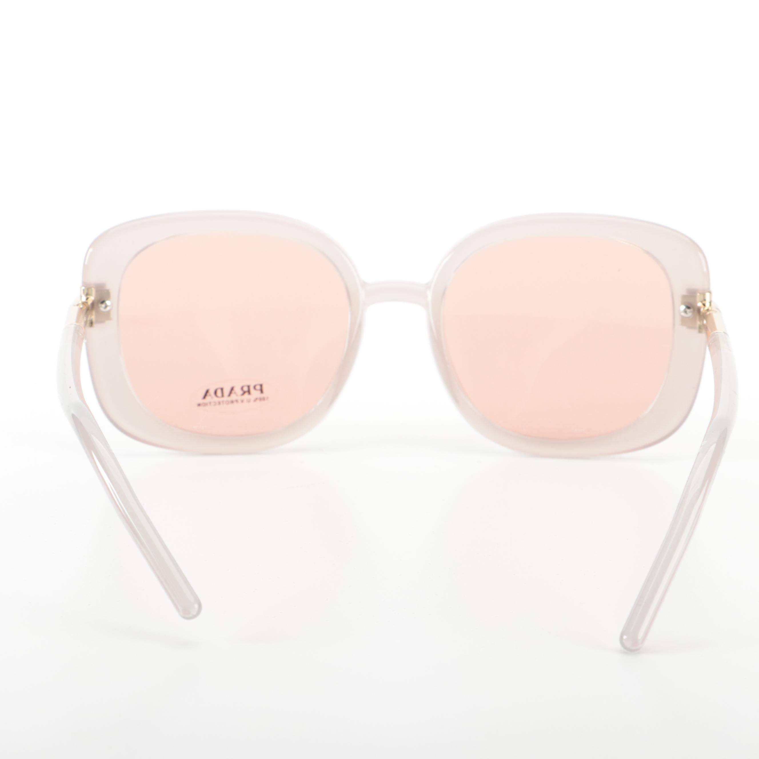 Prada SPR 04W Sunglasses in Opal Grey Acetate with Case and Box