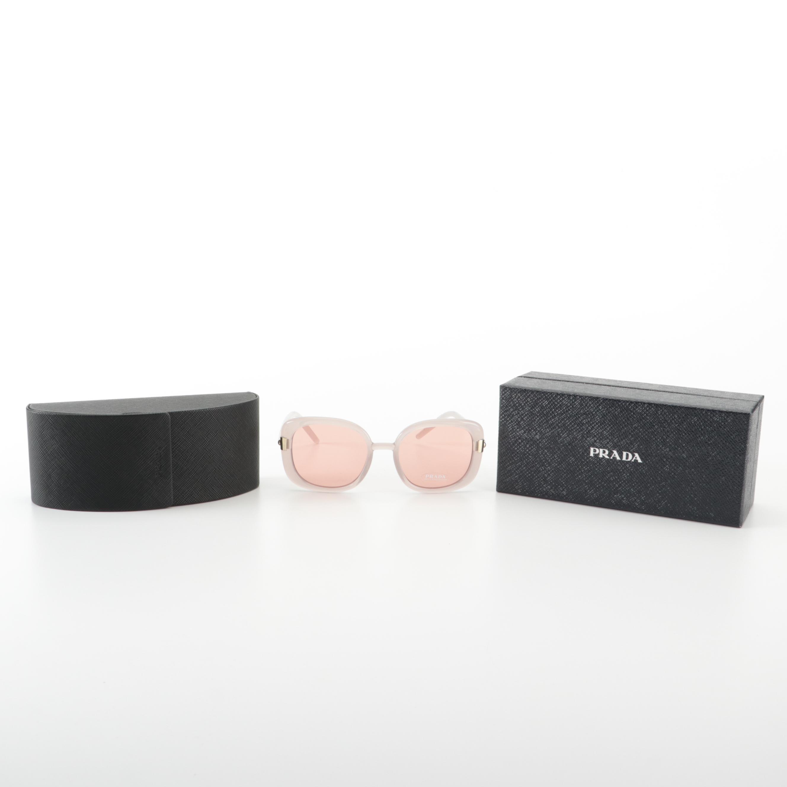 Prada SPR 04W Sunglasses in Opal Grey Acetate with Case and Box