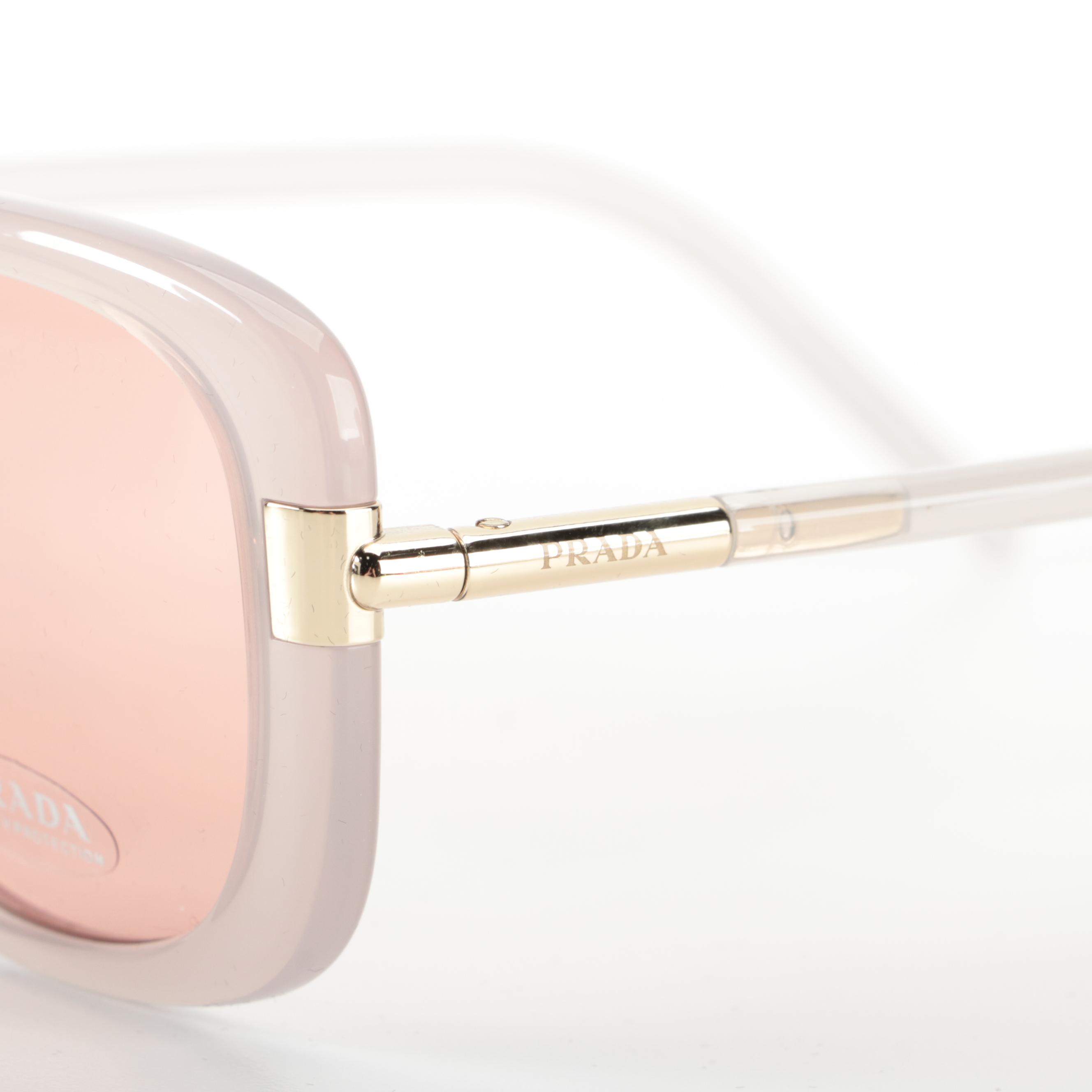 Prada SPR 04W Sunglasses in Opal Grey Acetate with Case and Box