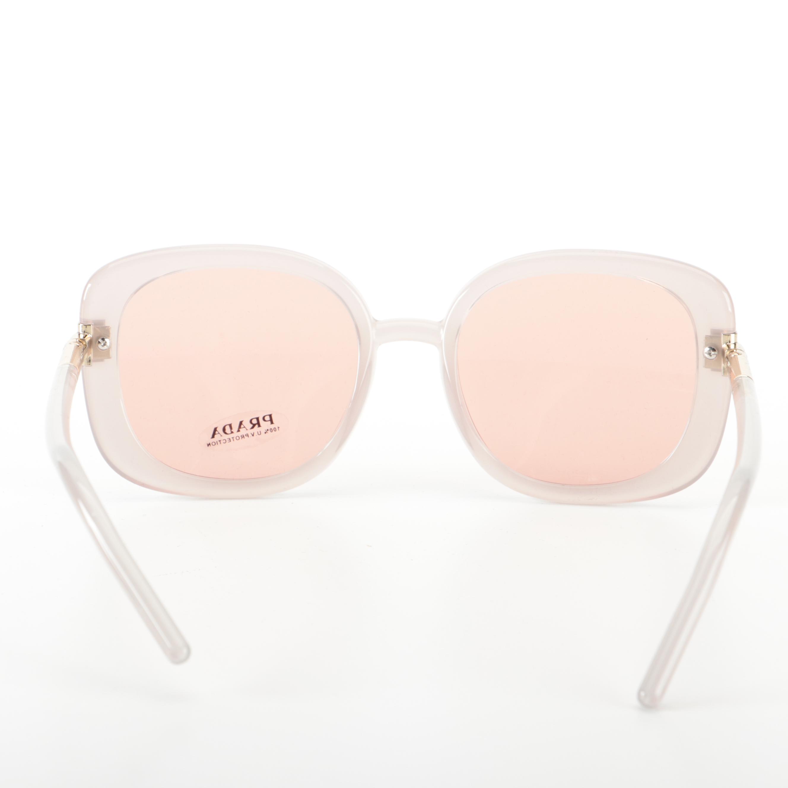 Prada SPR 04W Sunglasses in Opal Grey Acetate with Case and Box