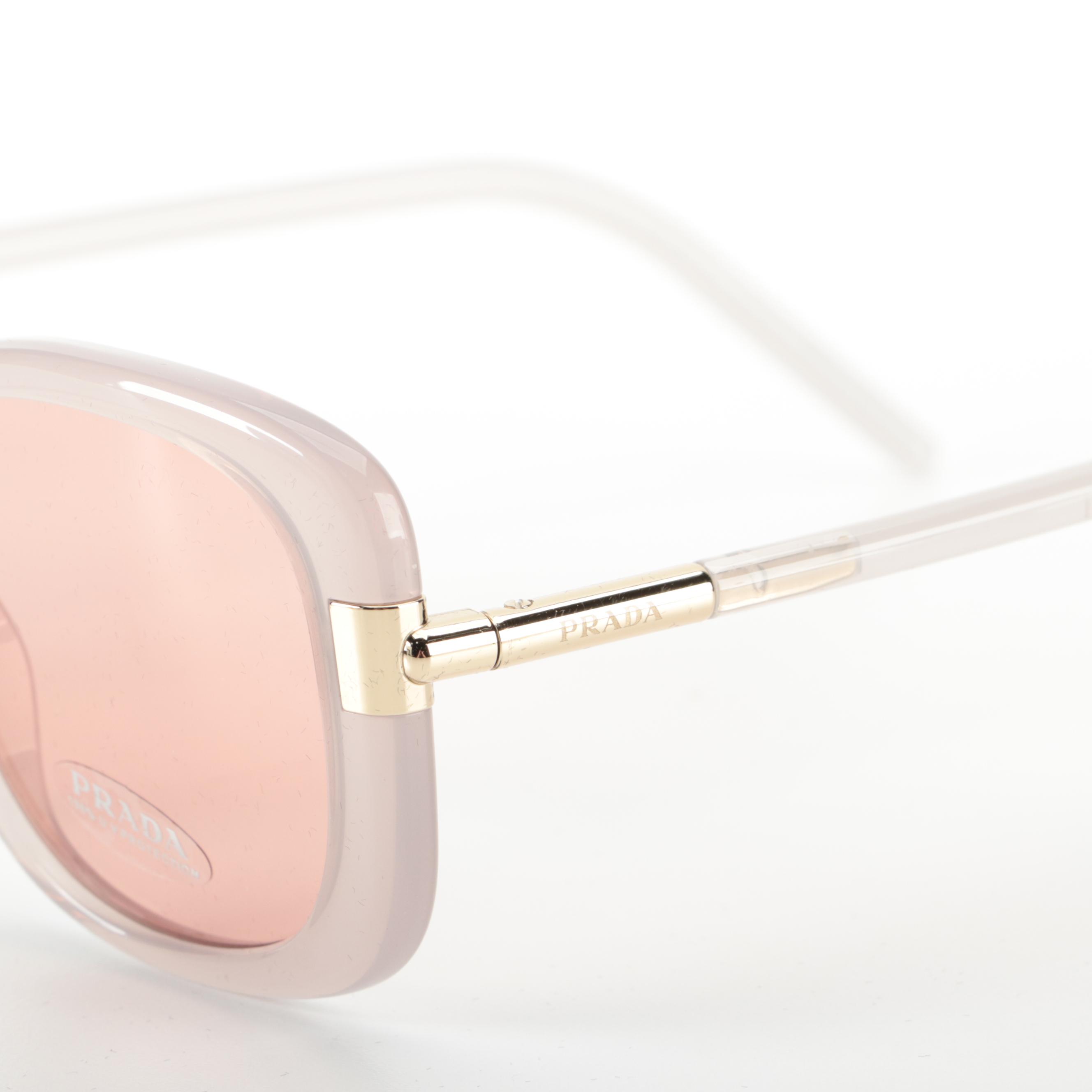 Prada SPR 04W Sunglasses in Opal Grey Acetate with Case and Box