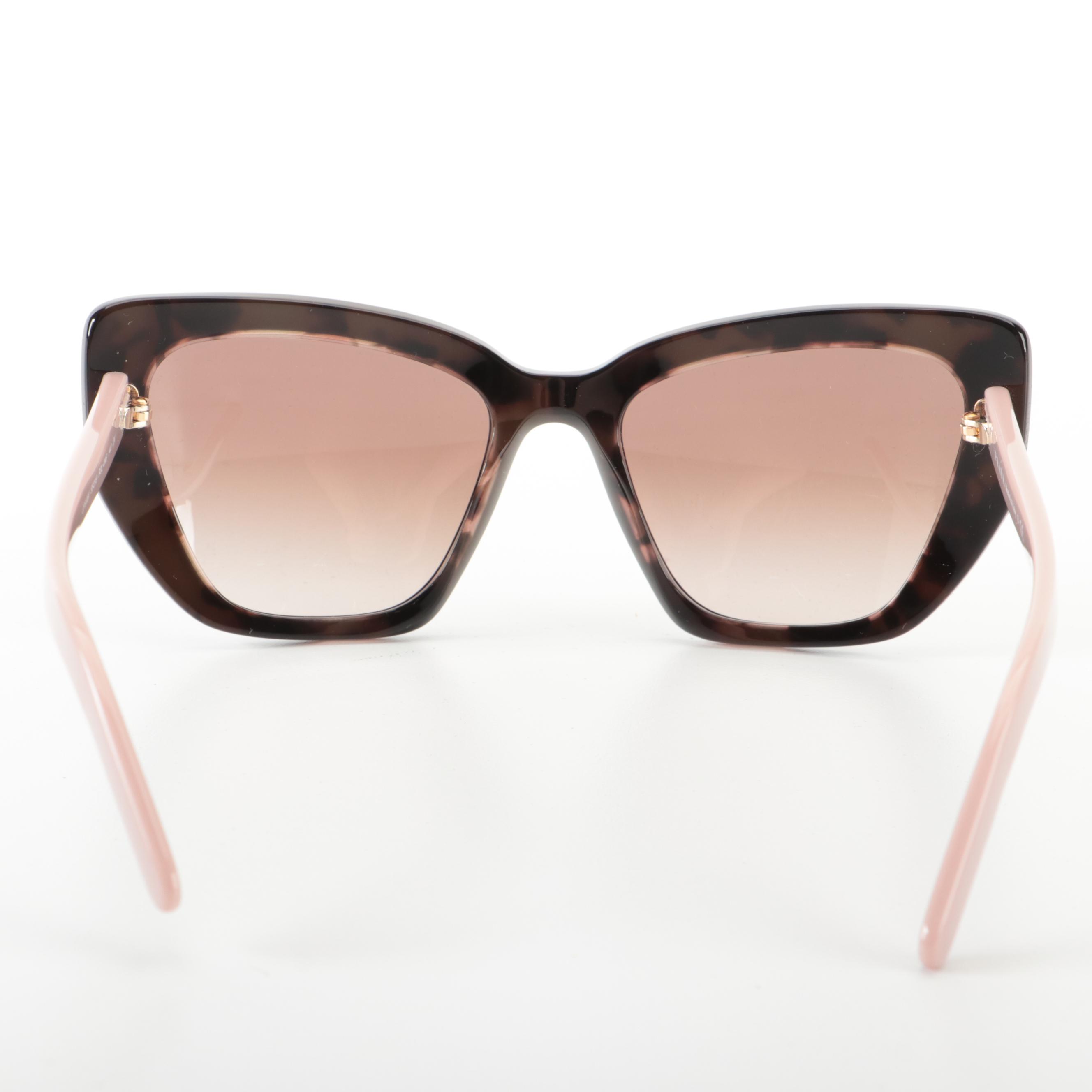 Prada SPR 08V Ink Pink and Tortoise Acetate Cat Eye Sunglasses with Case and Box