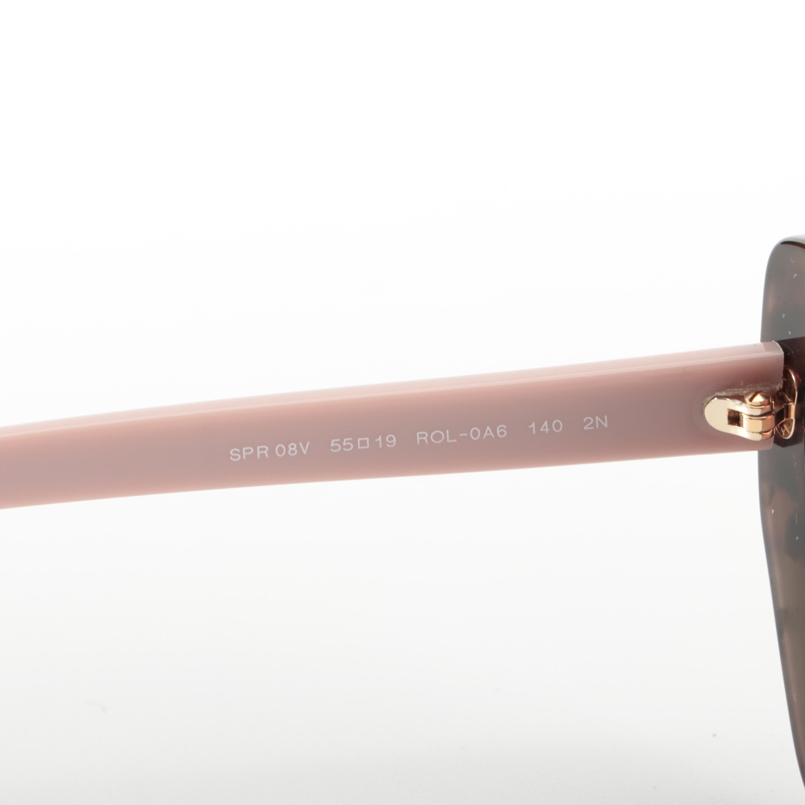 Prada SPR 08V Ink Pink and Tortoise Acetate Cat Eye Sunglasses with Case and Box