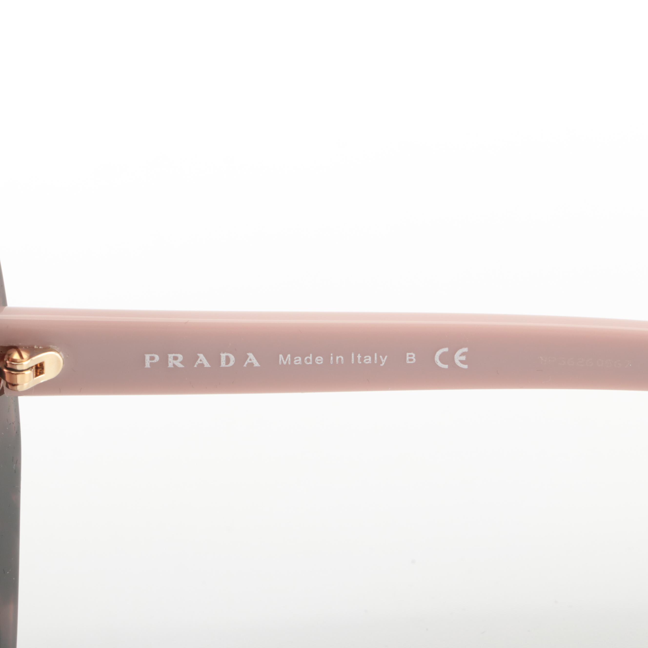 Prada SPR 08V Ink Pink and Tortoise Acetate Cat Eye Sunglasses with Case and Box