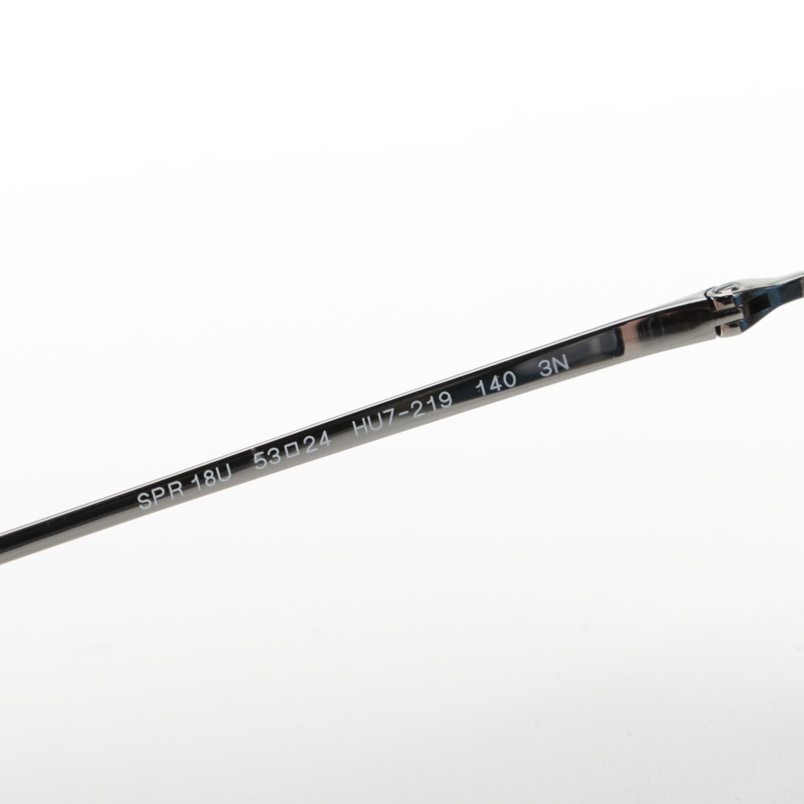 Prada SPR 18U Round Sunglasses in Metal and Acetate with Case and Box