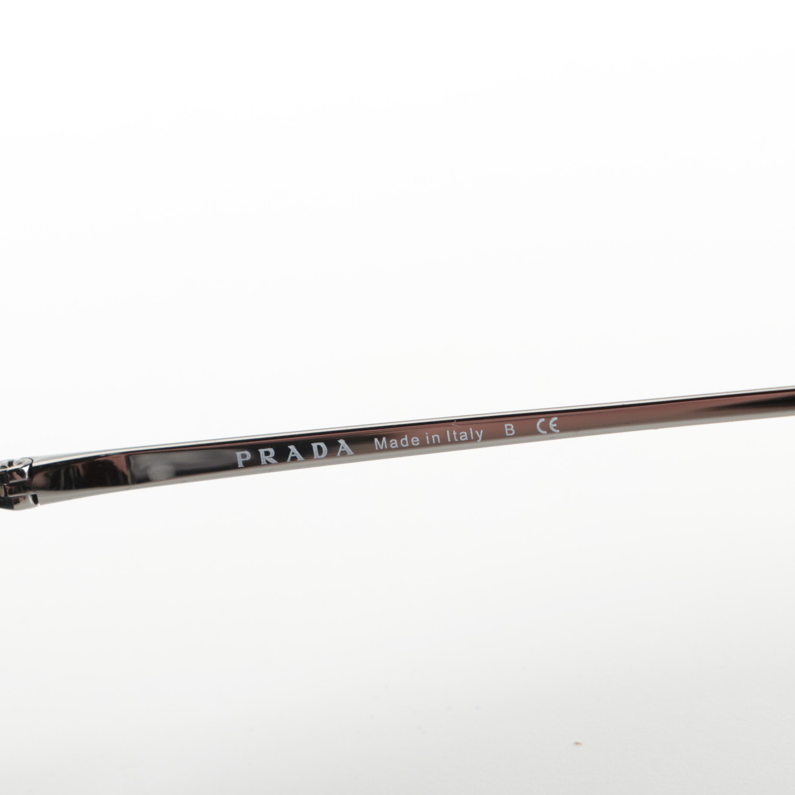 Prada SPR 18U Round Sunglasses in Metal and Acetate with Case and Box