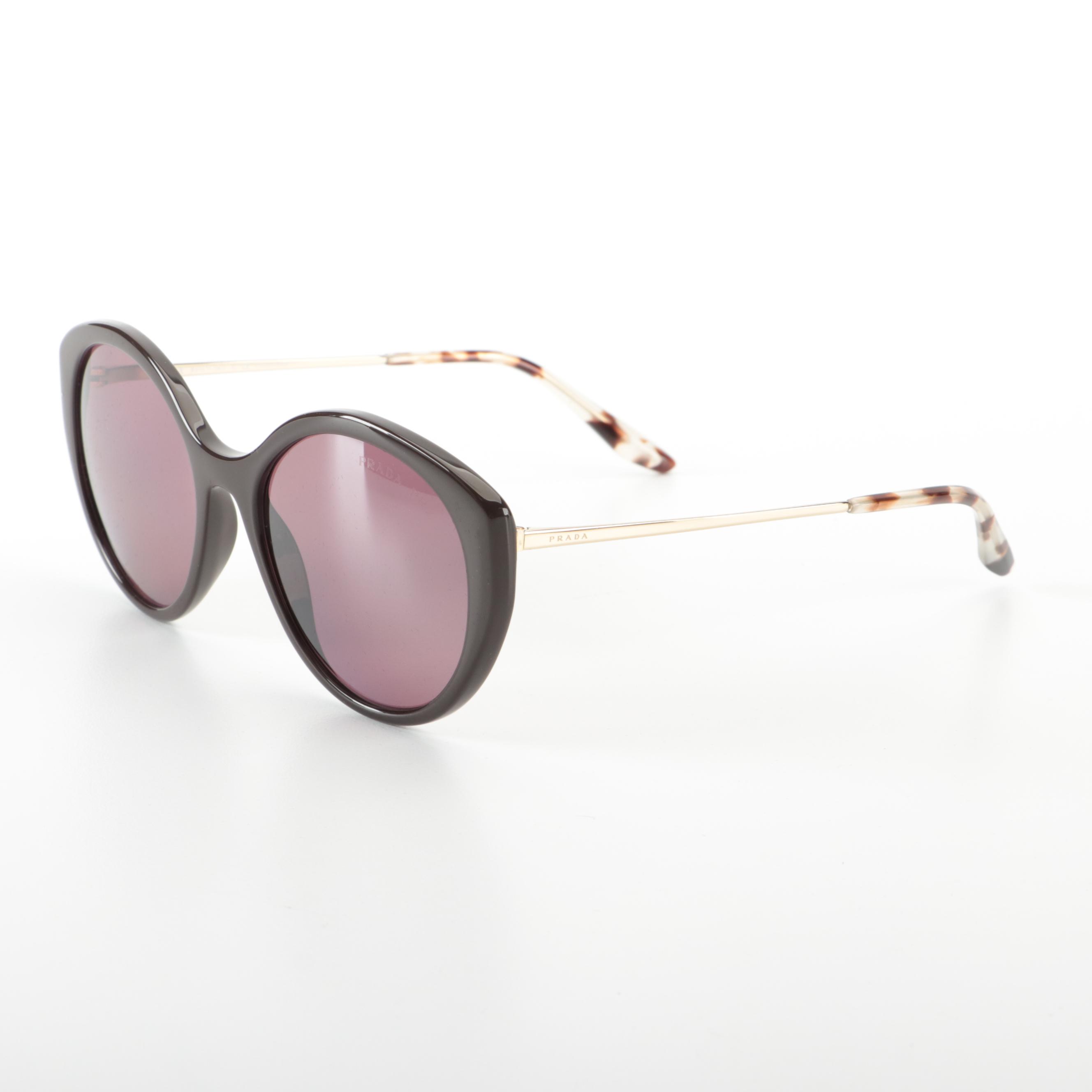 Prada SPR 18X Round Butterfly Sunglasses with Polarized Lenses with Case and Box