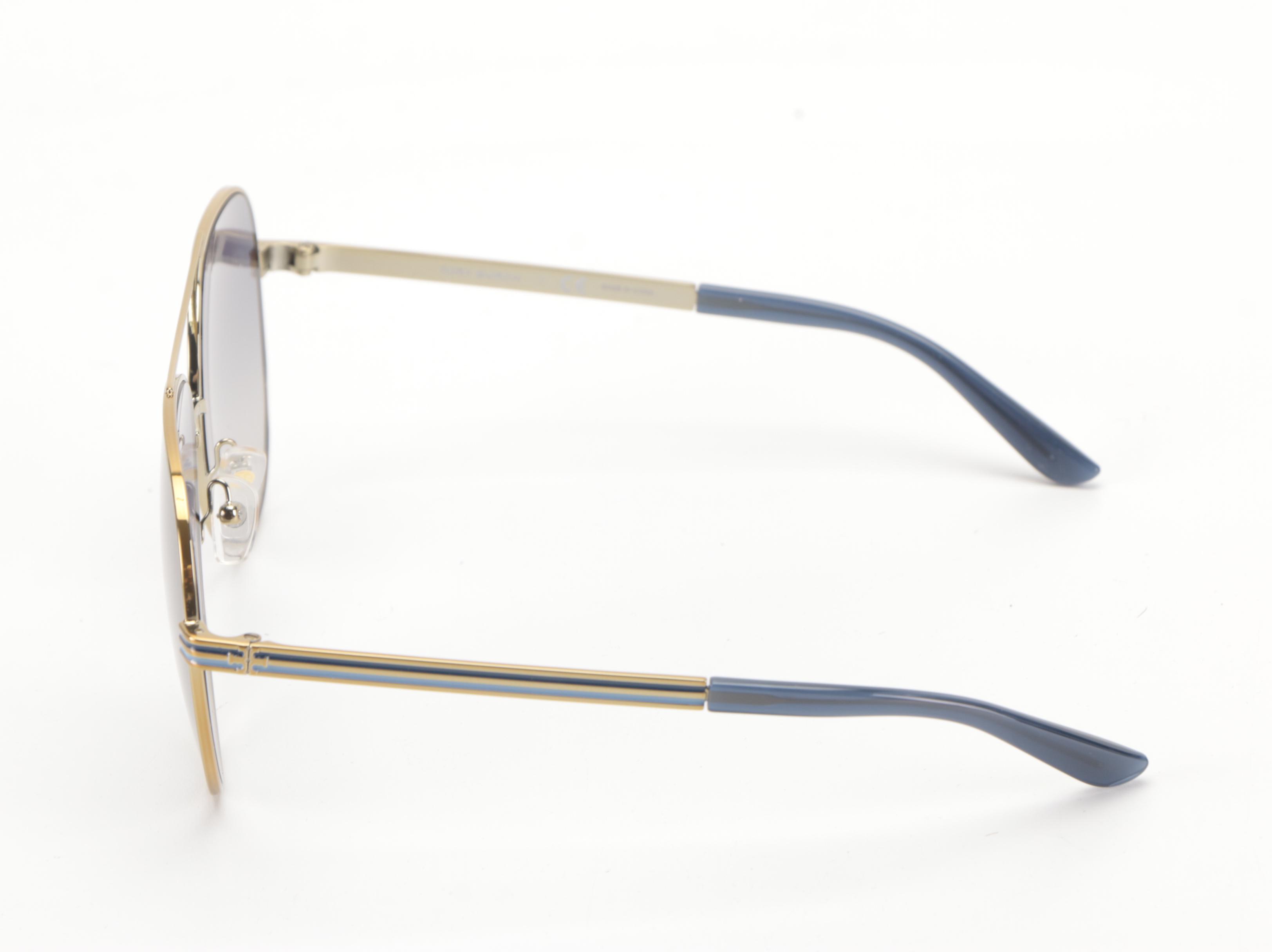 Tory Burch TY6078 Gold Metal Aviator Sunglasses with Slip Case and Box