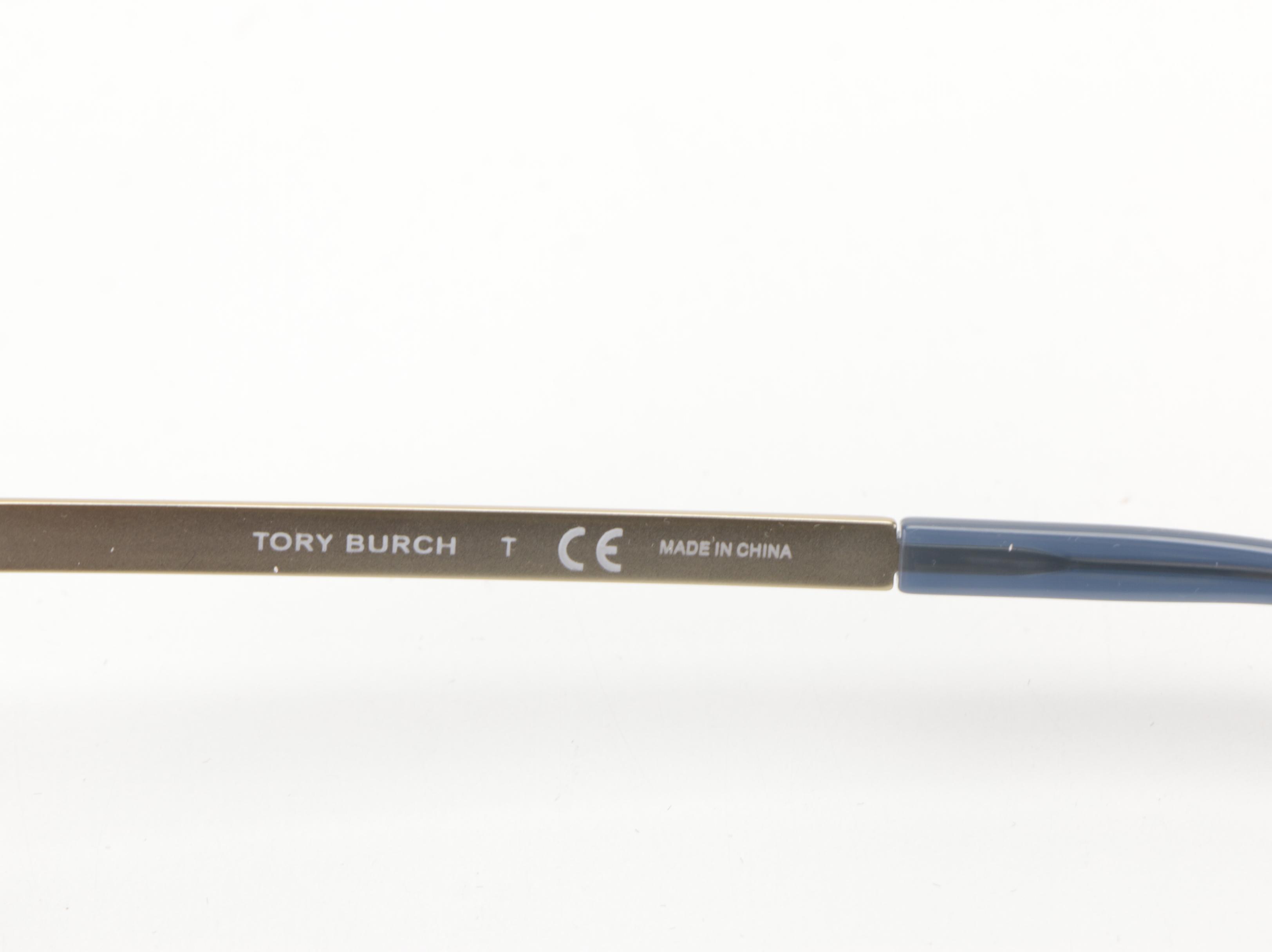 Tory Burch TY6078 Gold Metal Aviator Sunglasses with Slip Case and Box