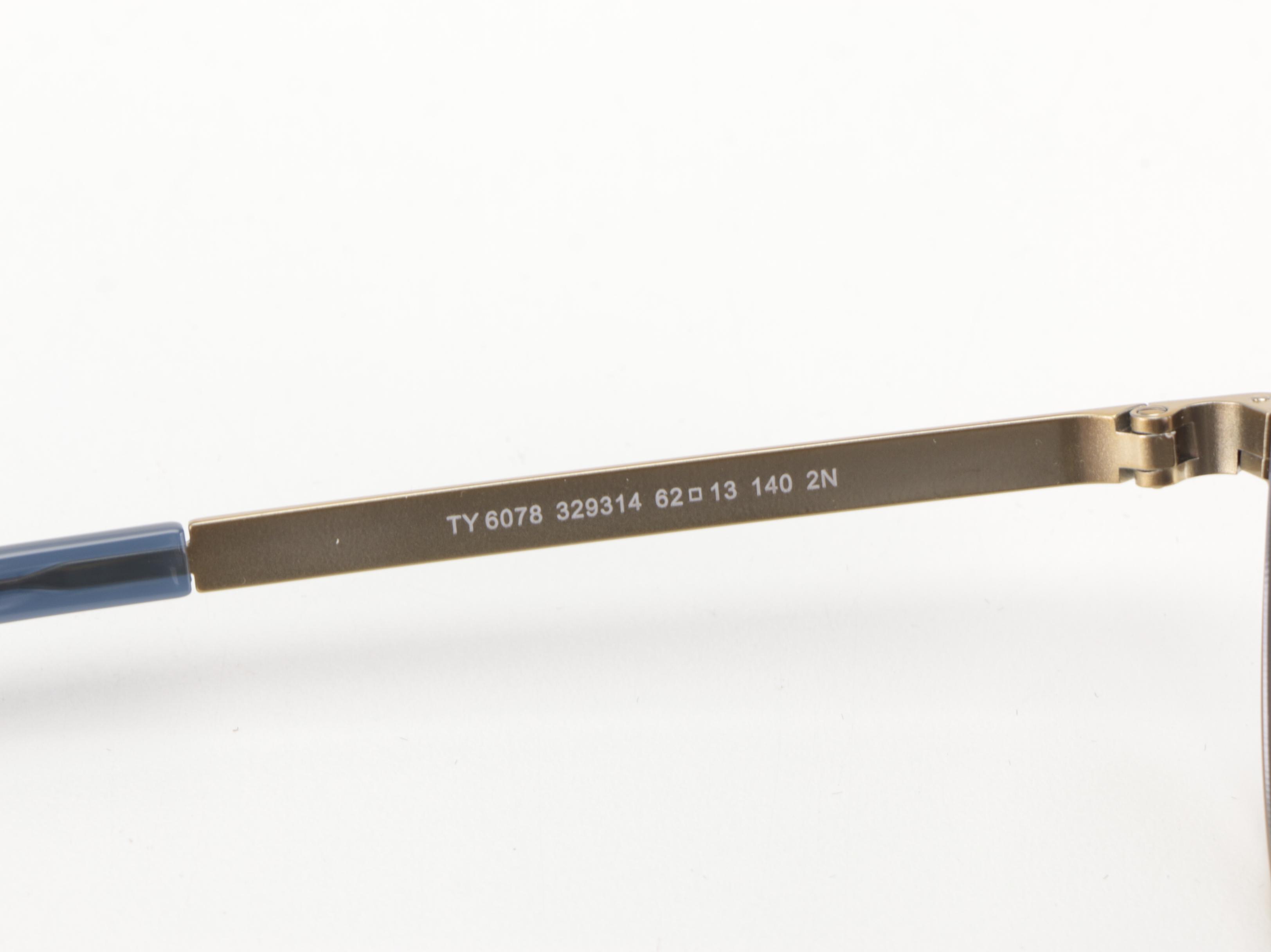 Tory Burch TY6078 Gold Metal Aviator Sunglasses with Slip Case and Box