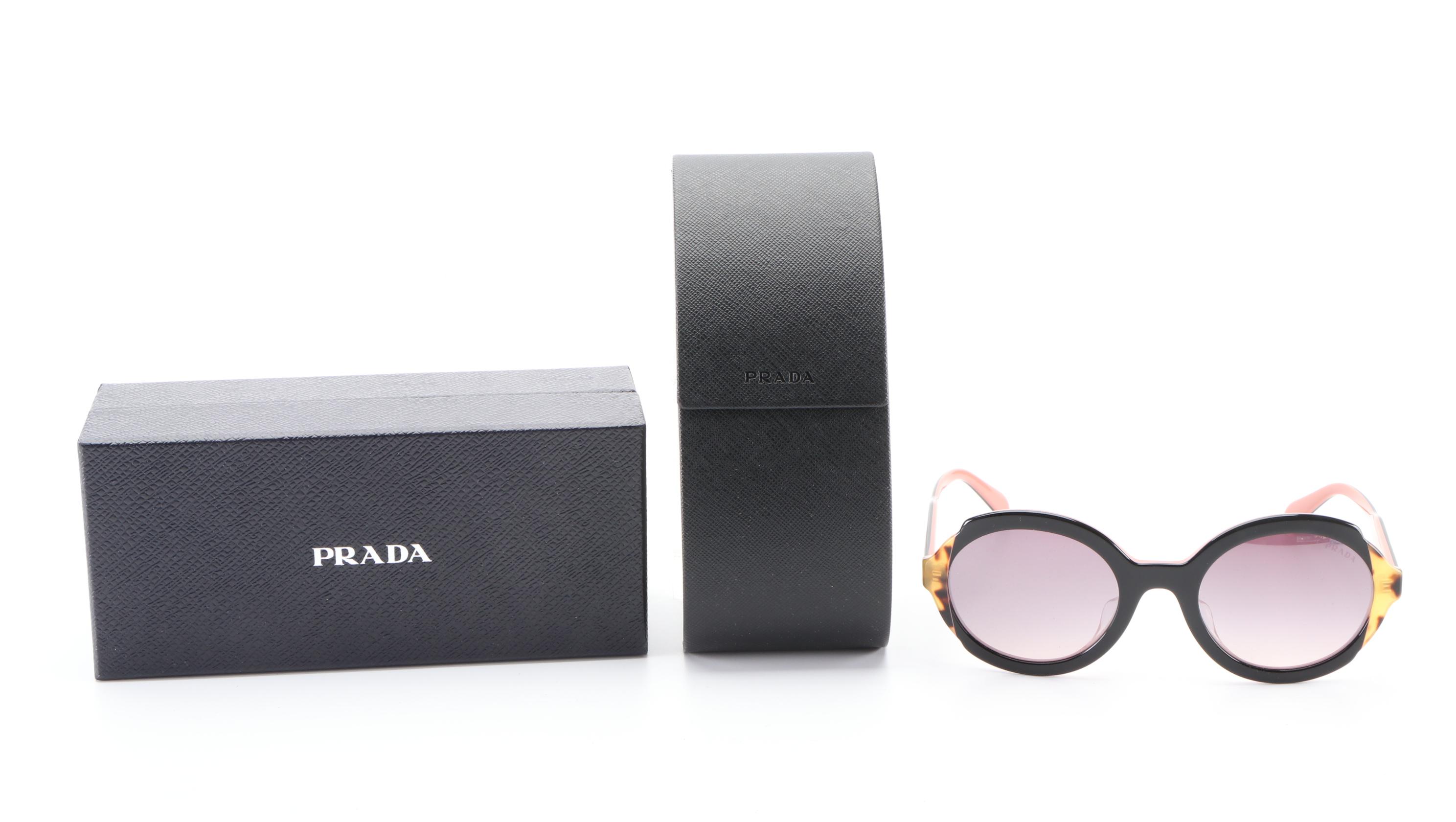 Prada SPR17U-F Round Sunglasses with Case and Box