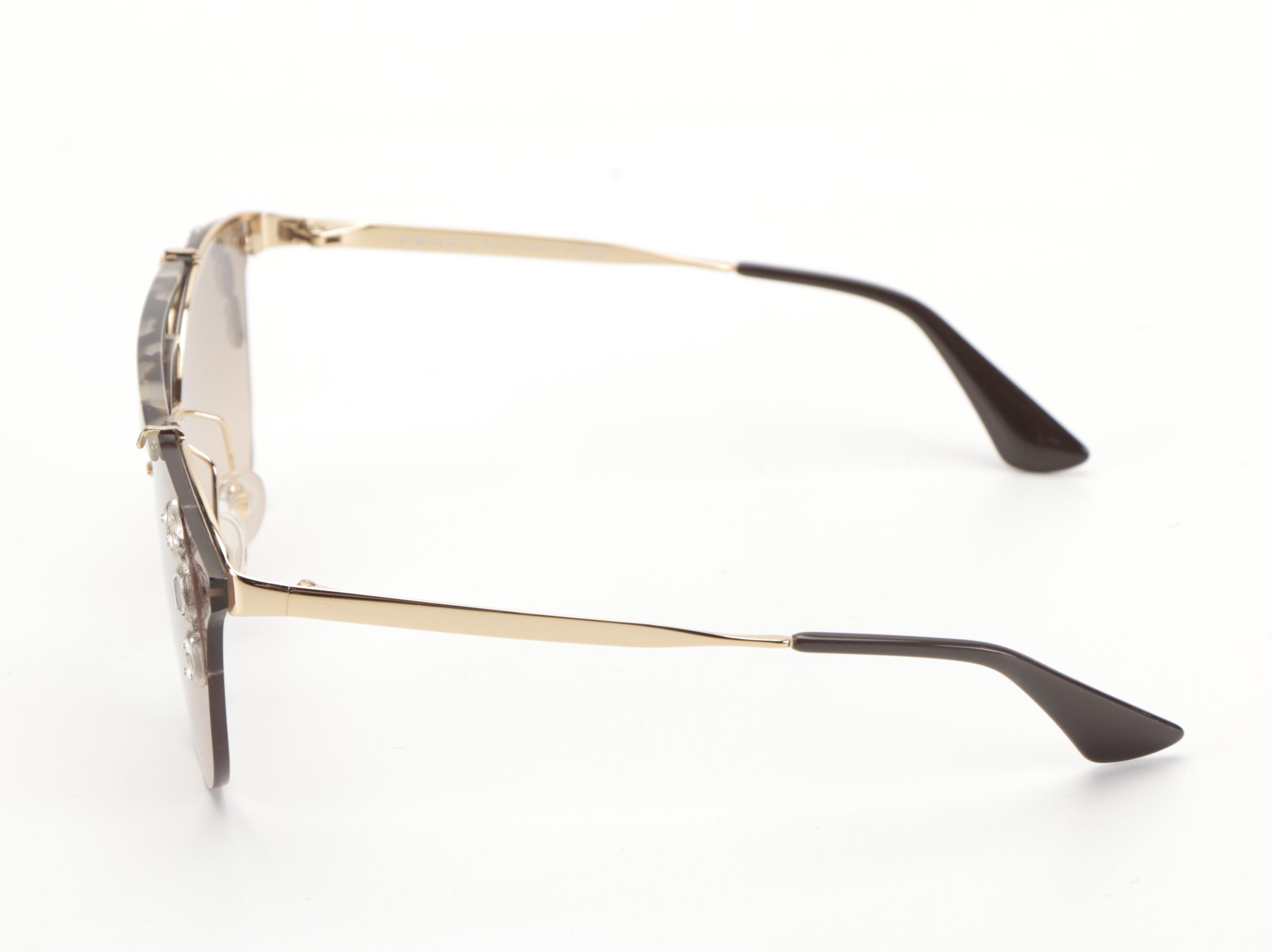 Prada SPR53U Ornate Collection Metal Embellished Sunglasses with Case and Box