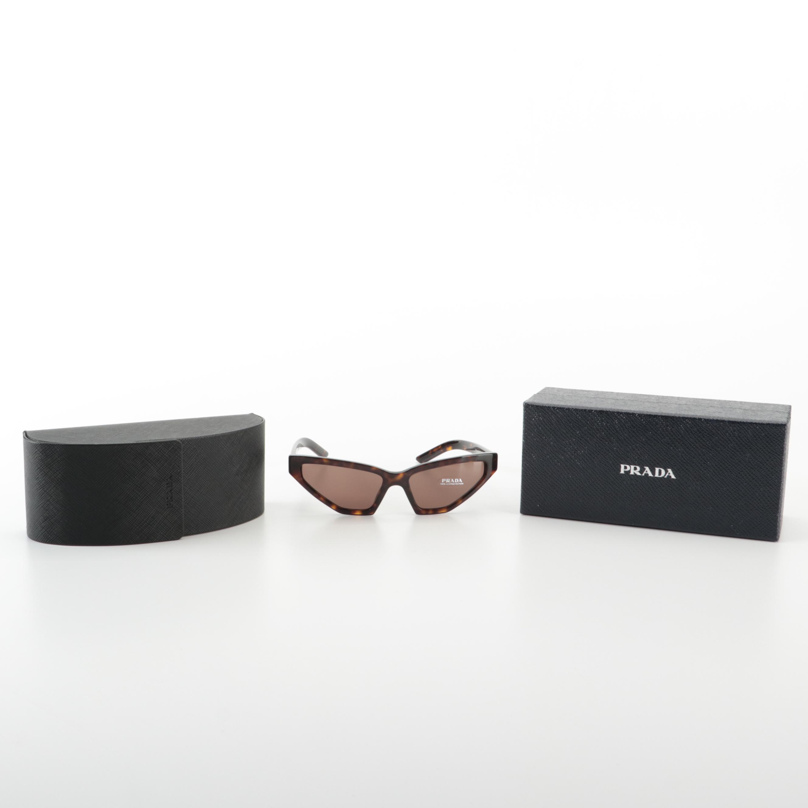 Prada SPR12V Avant Garde Sunglasses in Havana with Case and Box