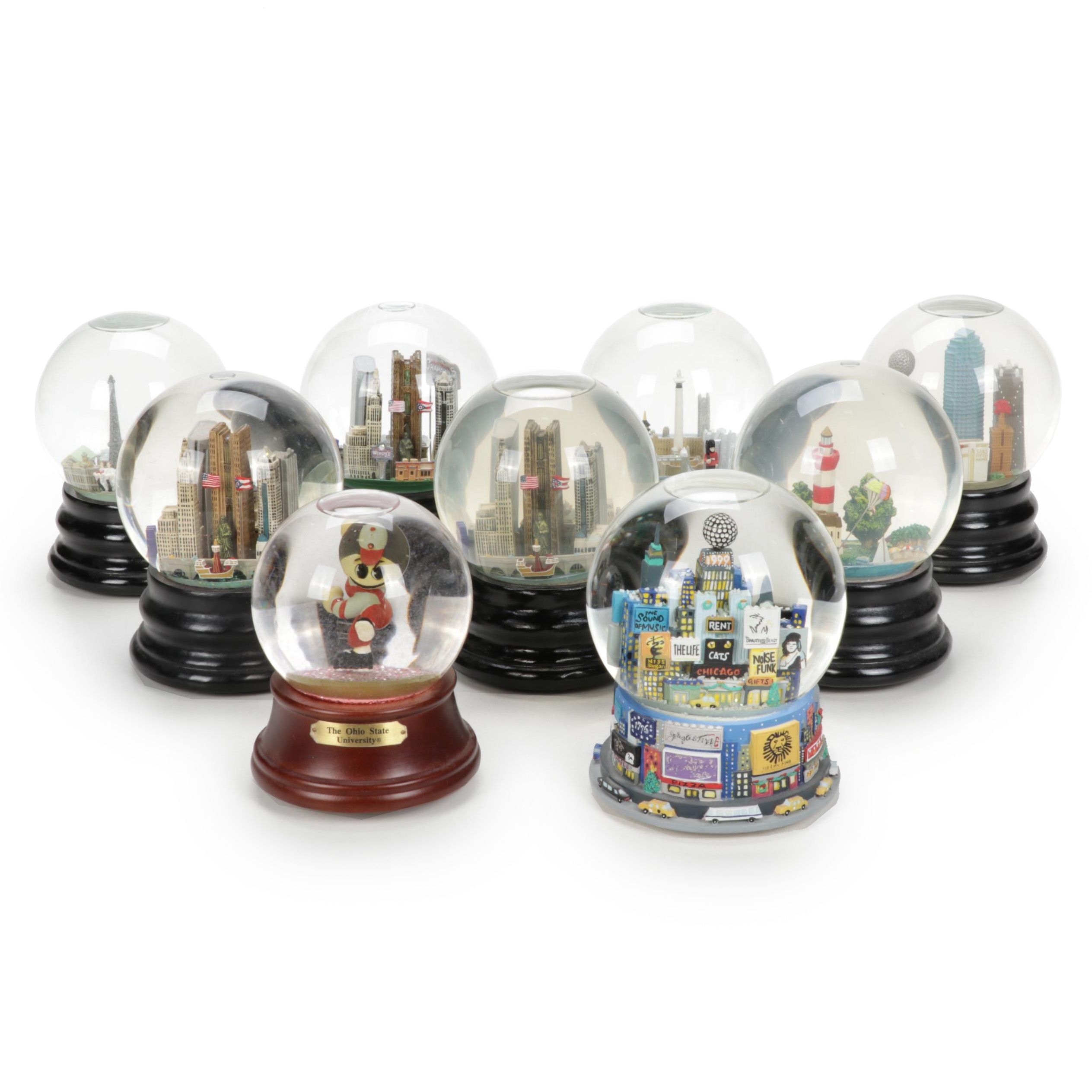 Saks Fifth Avenue City Skyline Musical Snow Globes Including Paris and Columbus