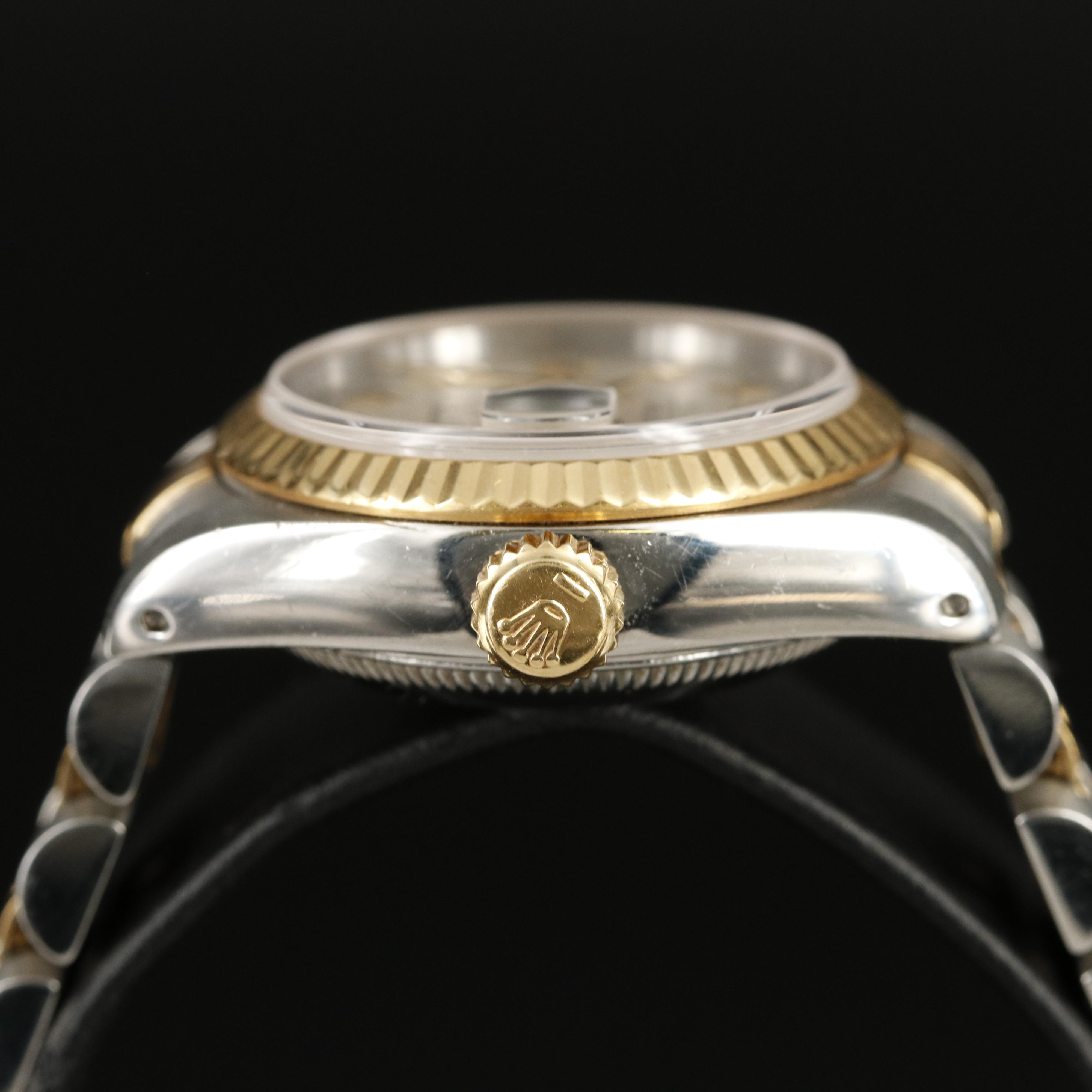 1991 Rolex Datejust Gold Roman, Ivory Pyramid Dial Watch