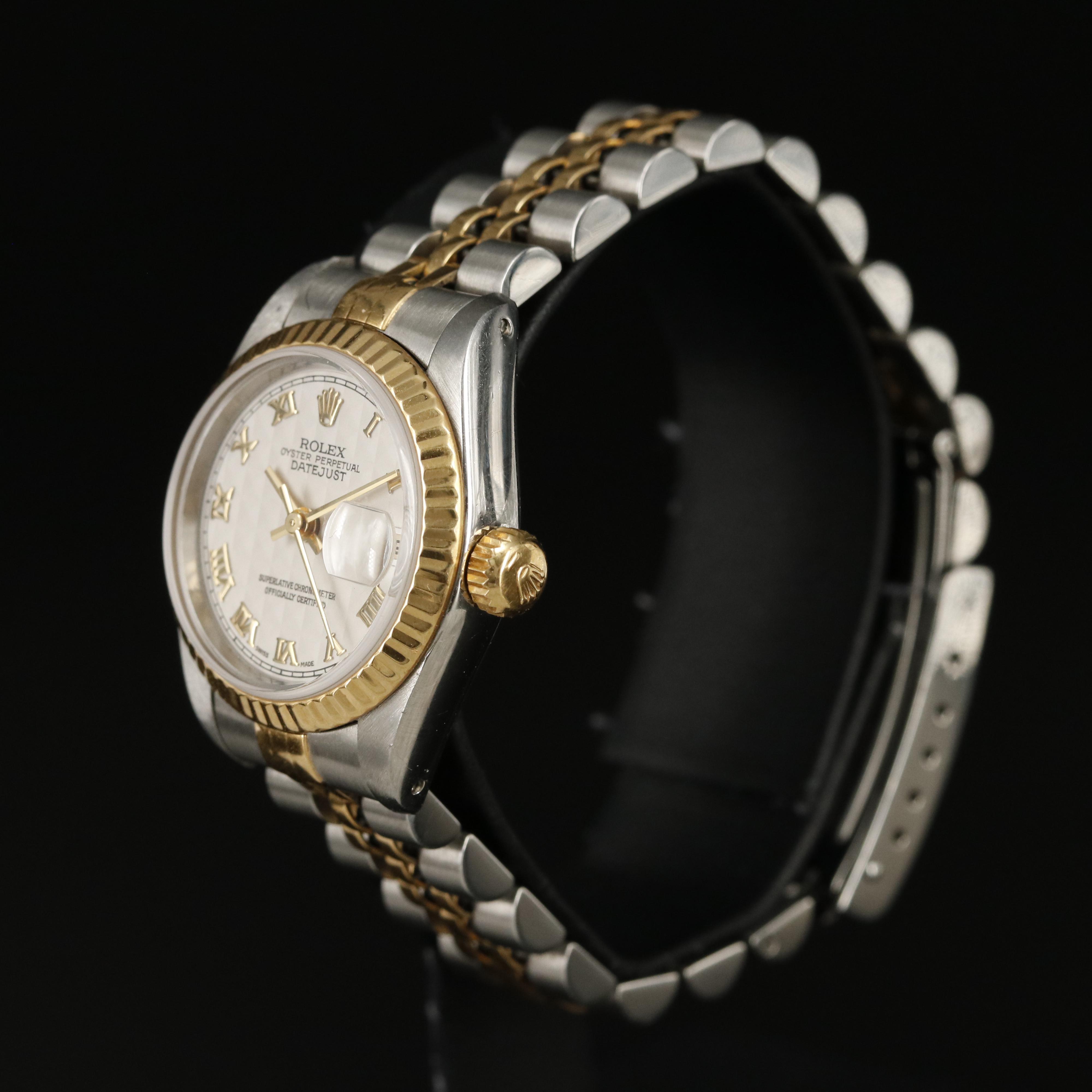 1991 Rolex Datejust Gold Roman, Ivory Pyramid Dial Watch