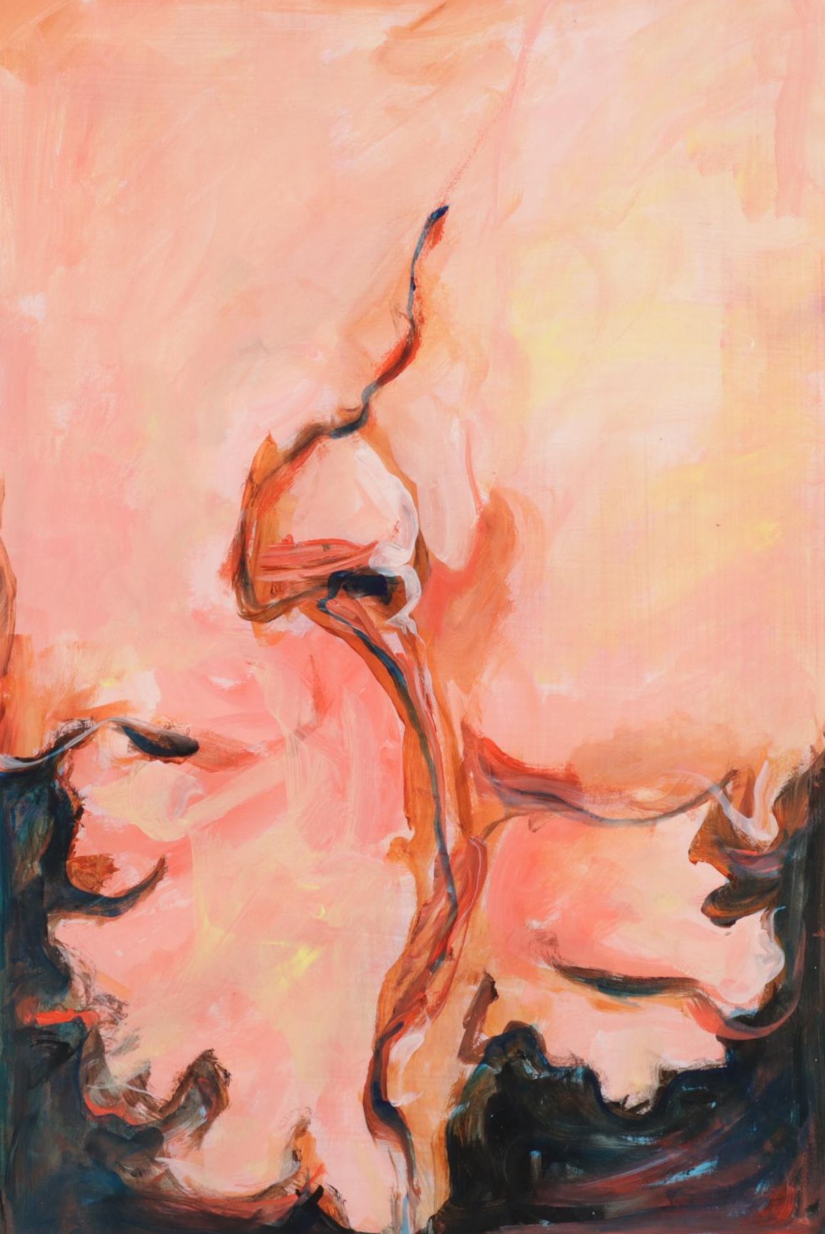 Chien Ming Su Yonic Floral Oil Painting, Late 20th-21st Century