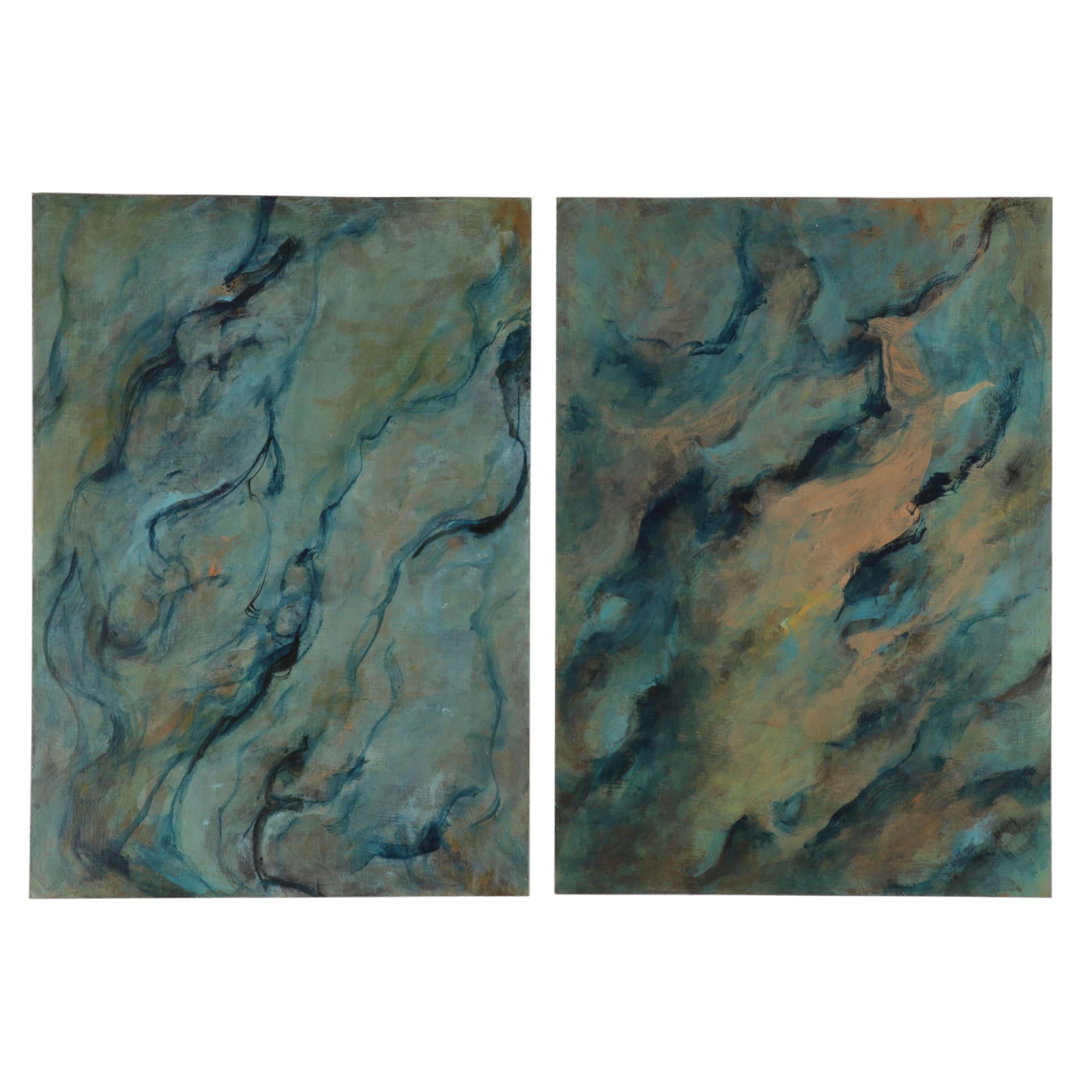 Chien Ming Su Abstract Oil Paintings, Late 20th to 21st Century