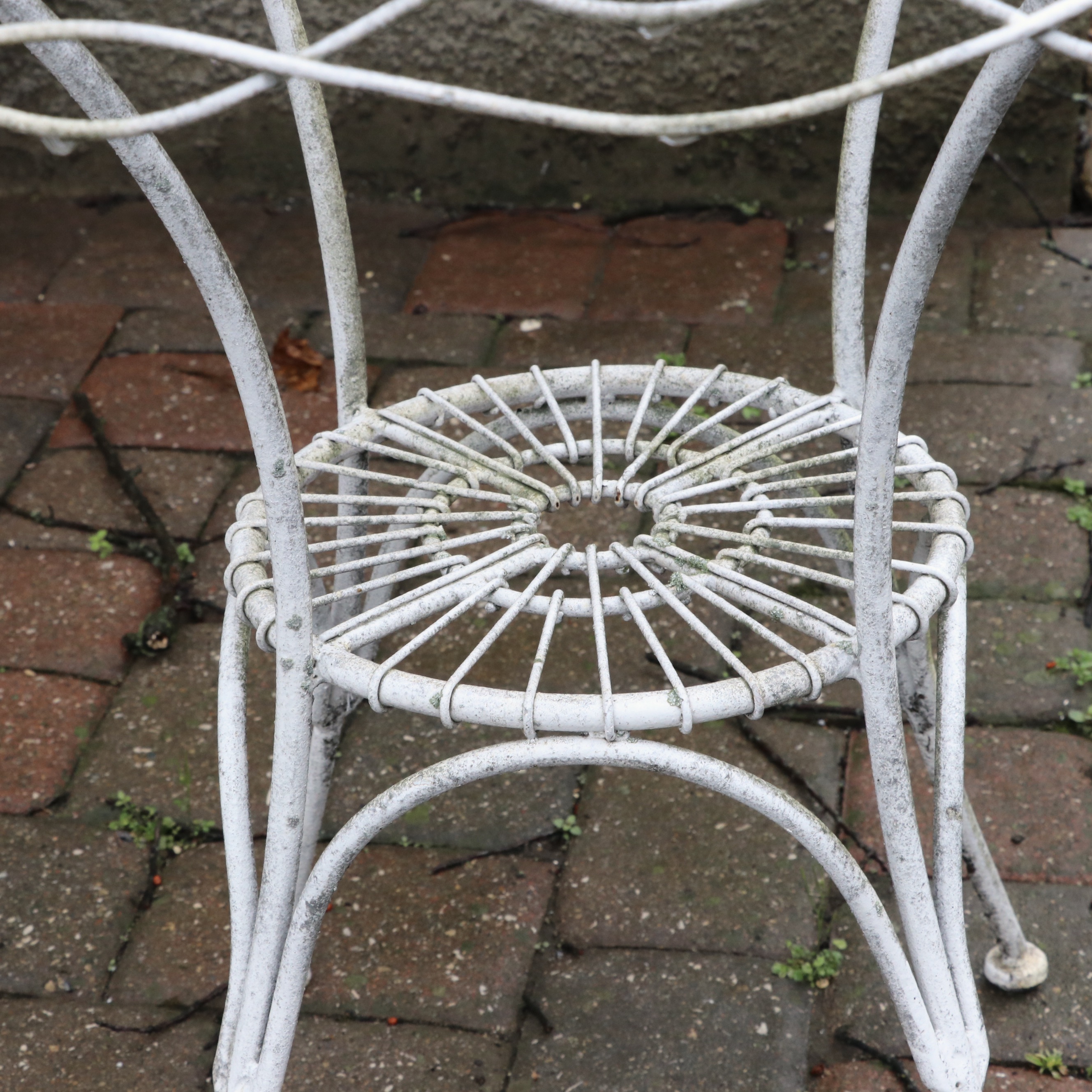 Anthropologie White Wire Bistro Set and Two Additional Metal Chairs