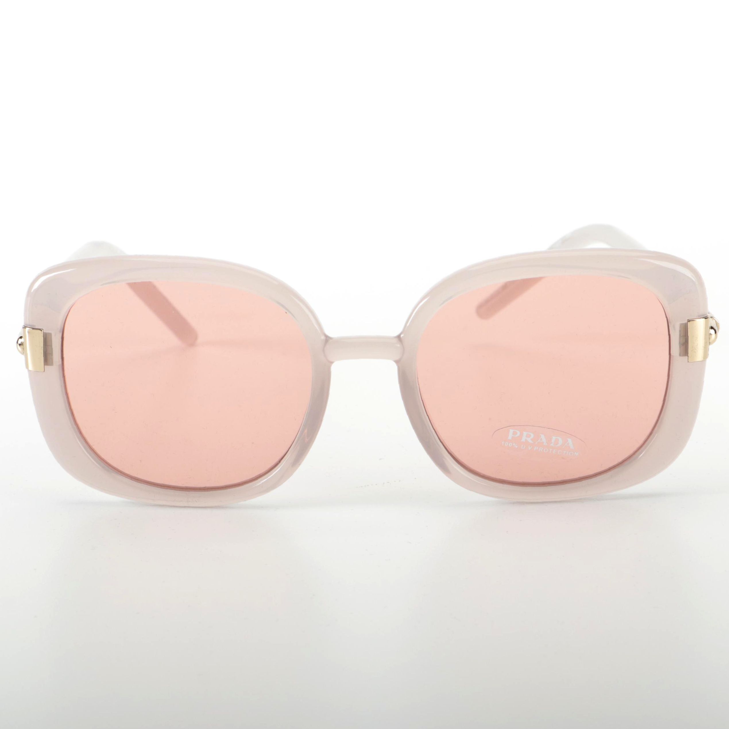 Prada SPR 04W Sunglasses in Opal Grey Acetate with Case and Box