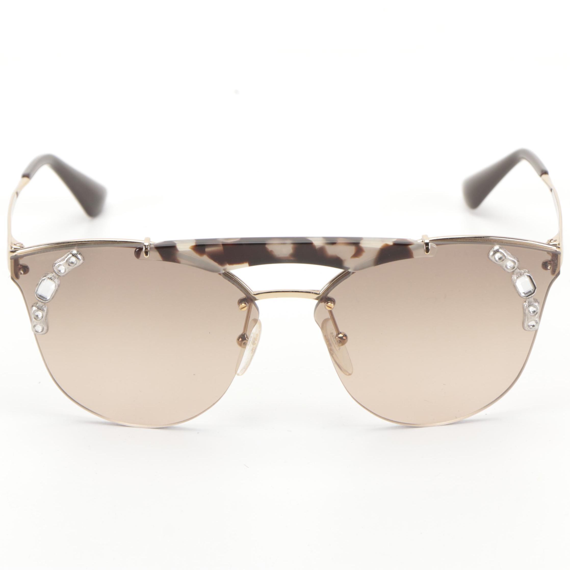 Prada SPR53U Ornate Collection Metal Embellished Sunglasses with Case and Box