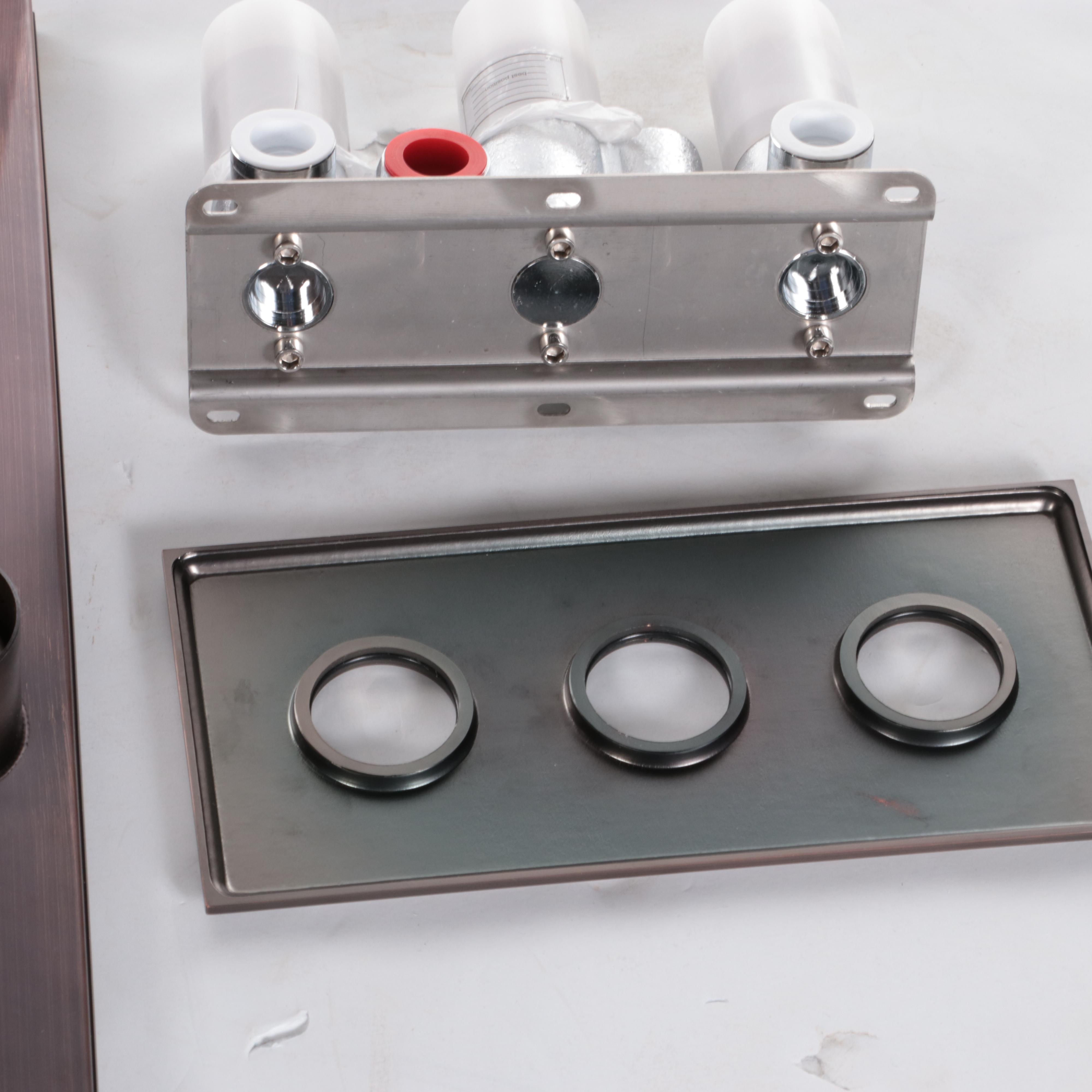 4-Way Thermostatic Valve, Shower Drain, Arm, Hose and Head, Supply Elbow