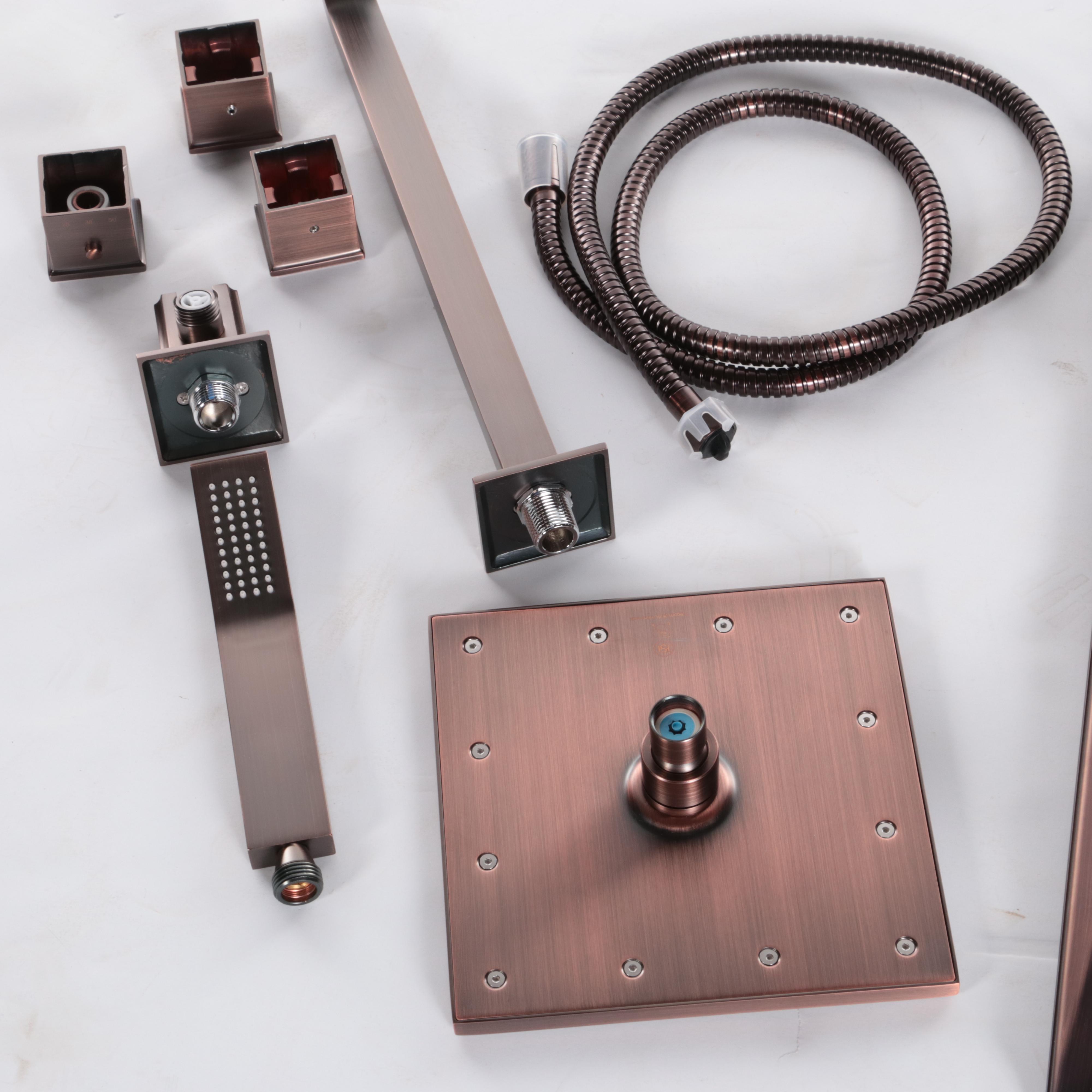 4-Way Thermostatic Valve, Shower Drain, Arm, Hose and Head, Supply Elbow