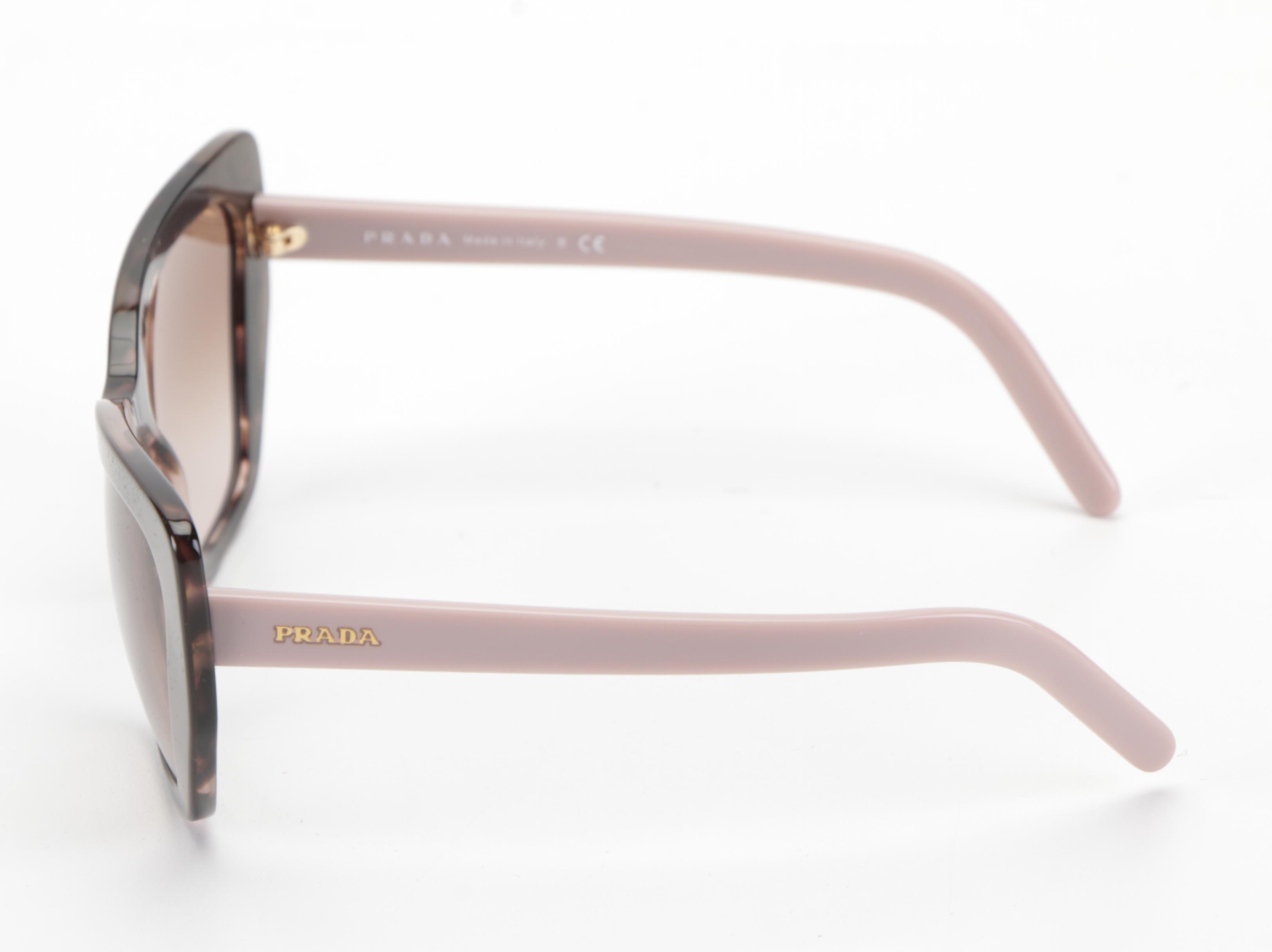 Prada SPR08V Brown/Pink Modified Cat Eye Sunglasses with Case and Box