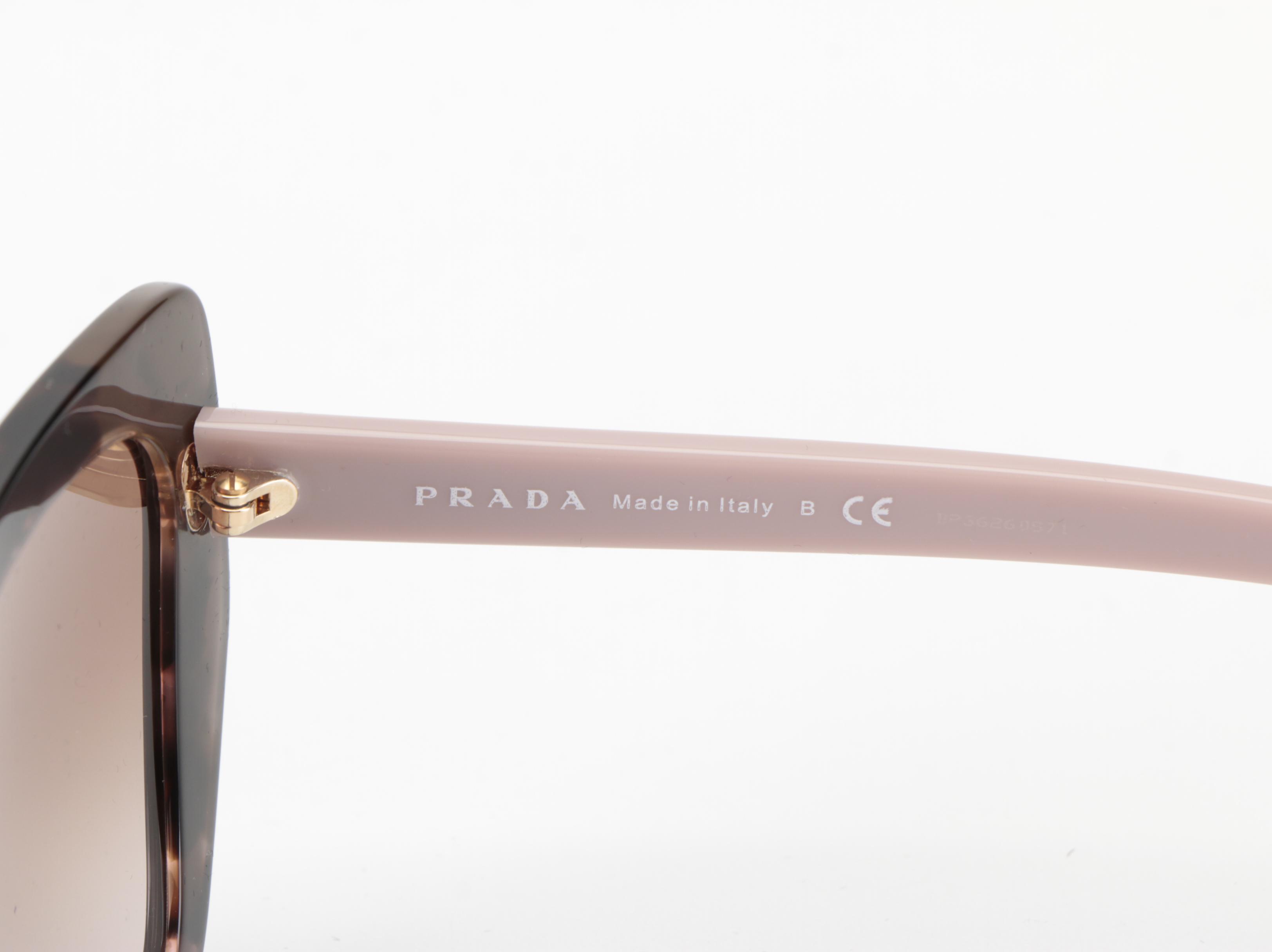 Prada SPR08V Brown/Pink Modified Cat Eye Sunglasses with Case and Box