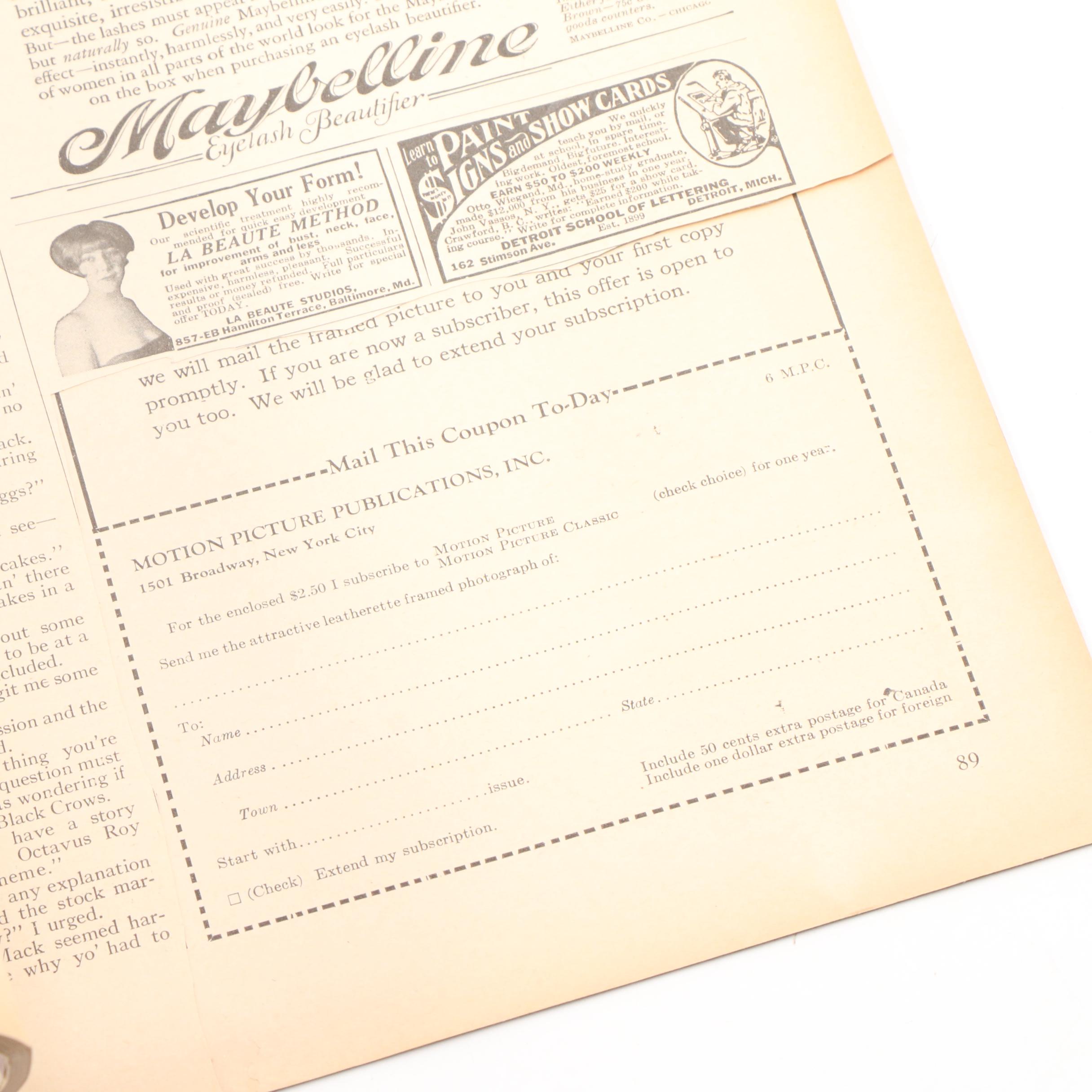 "Motion Picture Classic" Film and Movie Magazines, Early to Mid-20th Century