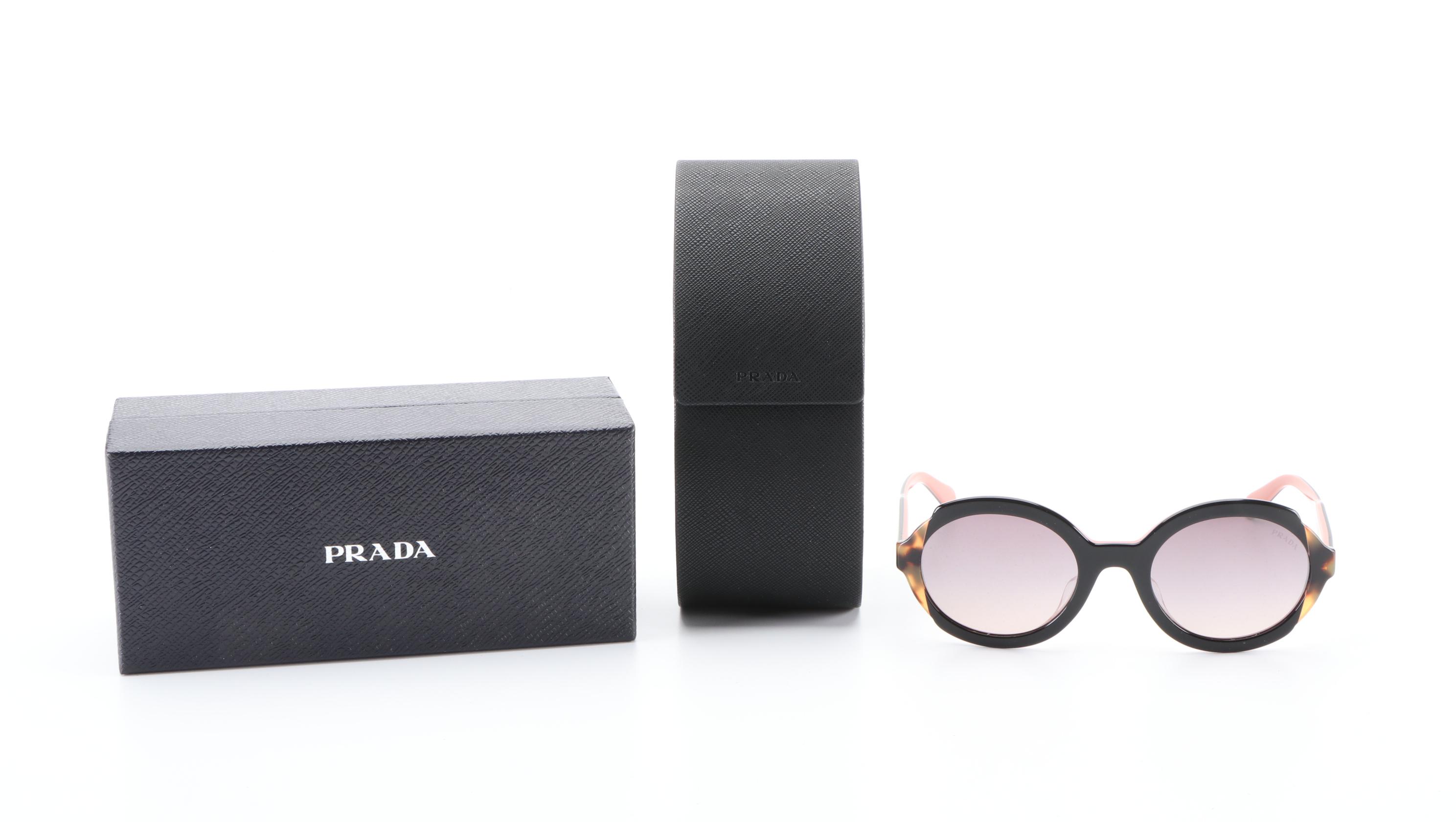 Prada SPR17U-F Round Sunglasses with Case and Box