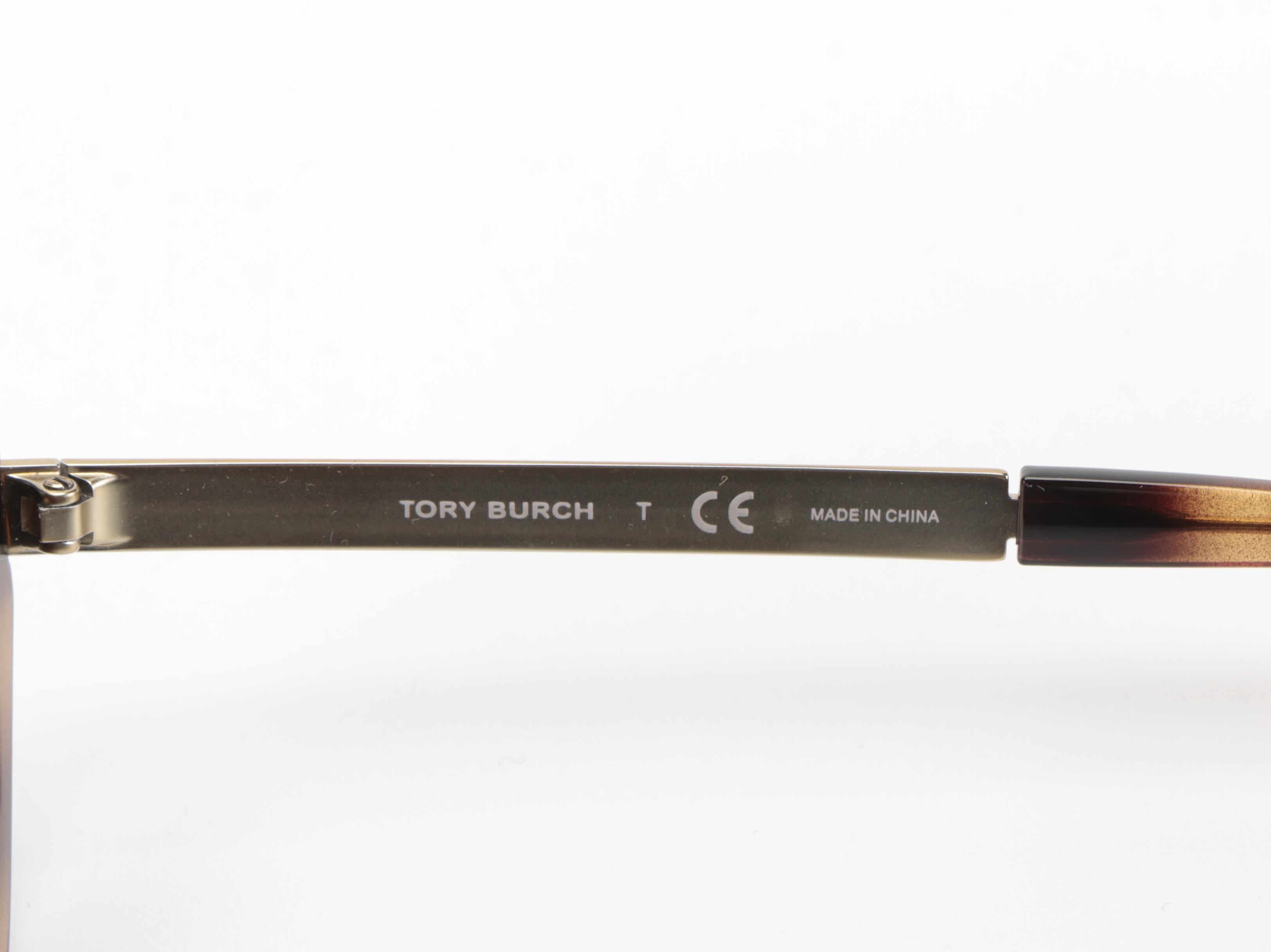 Tory Burch TY9060U Round Gold and Brown Metal Sunglasses with Case