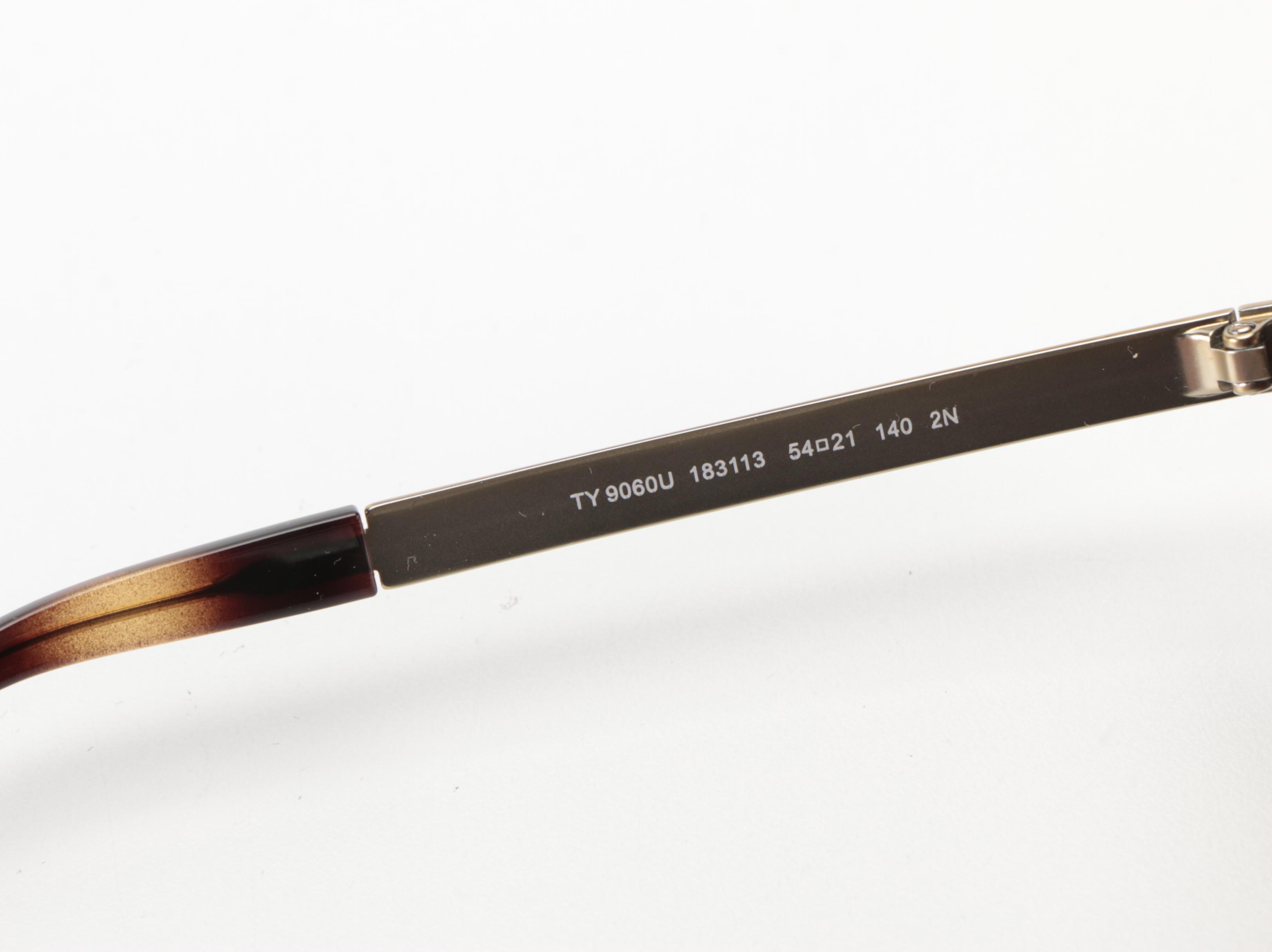 Tory Burch TY9060U Round Gold and Brown Metal Sunglasses with Case