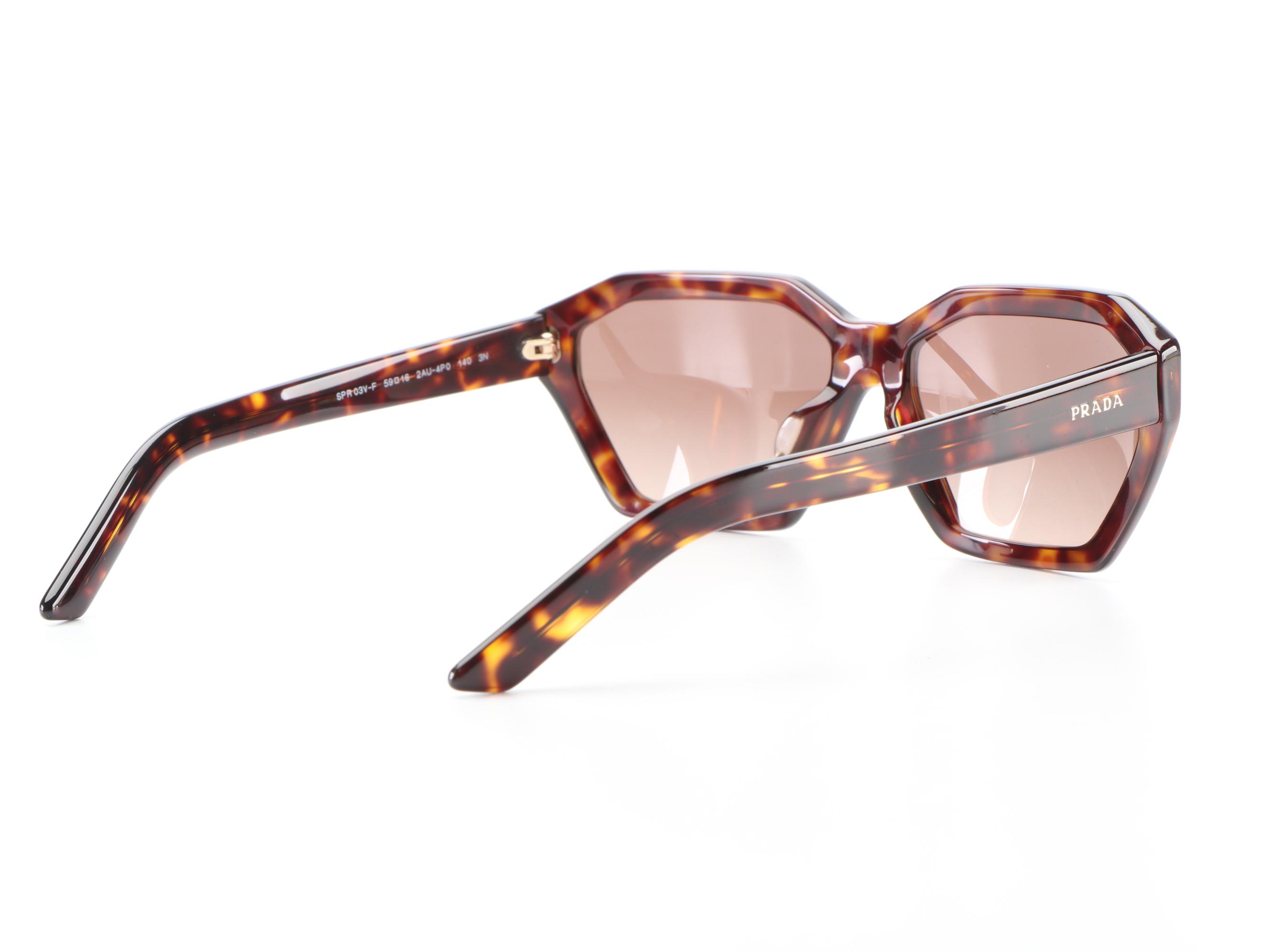 Prada SPRV03V-F Geometric Sunglasses with Case and Box