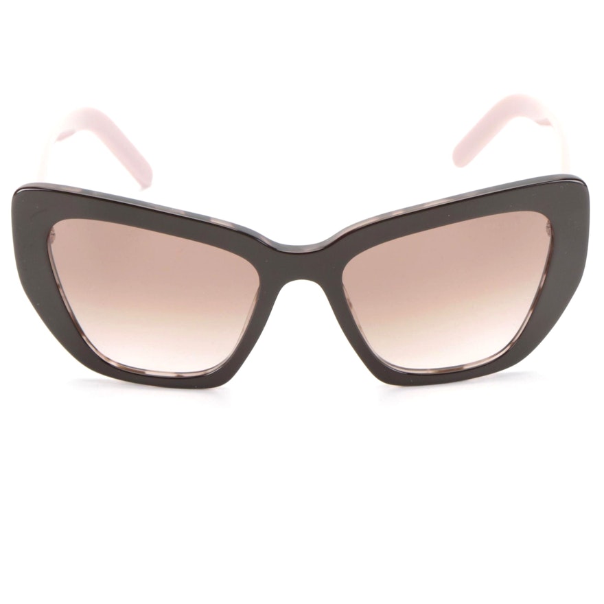 Prada SPR08V Brown/Pink Modified Cat Eye Sunglasses with Case and Box