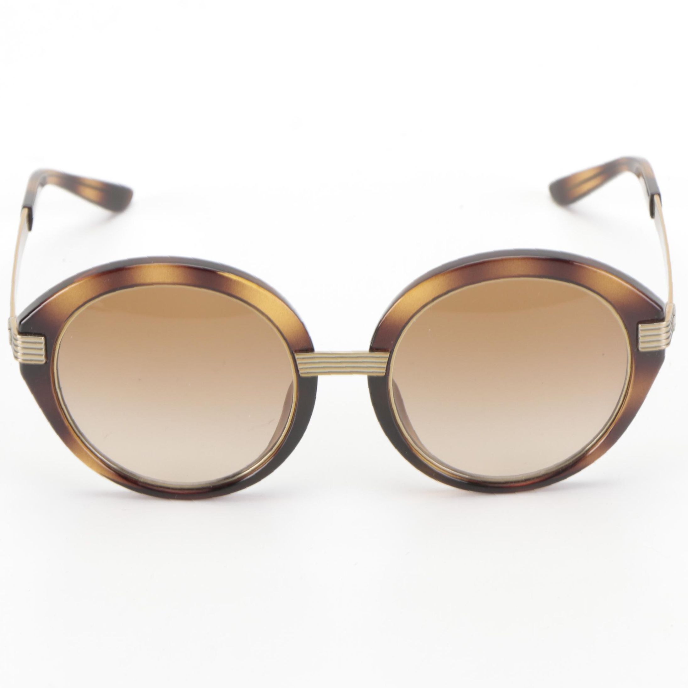 Tory Burch TY9060U Round Gold and Brown Metal Sunglasses with Case