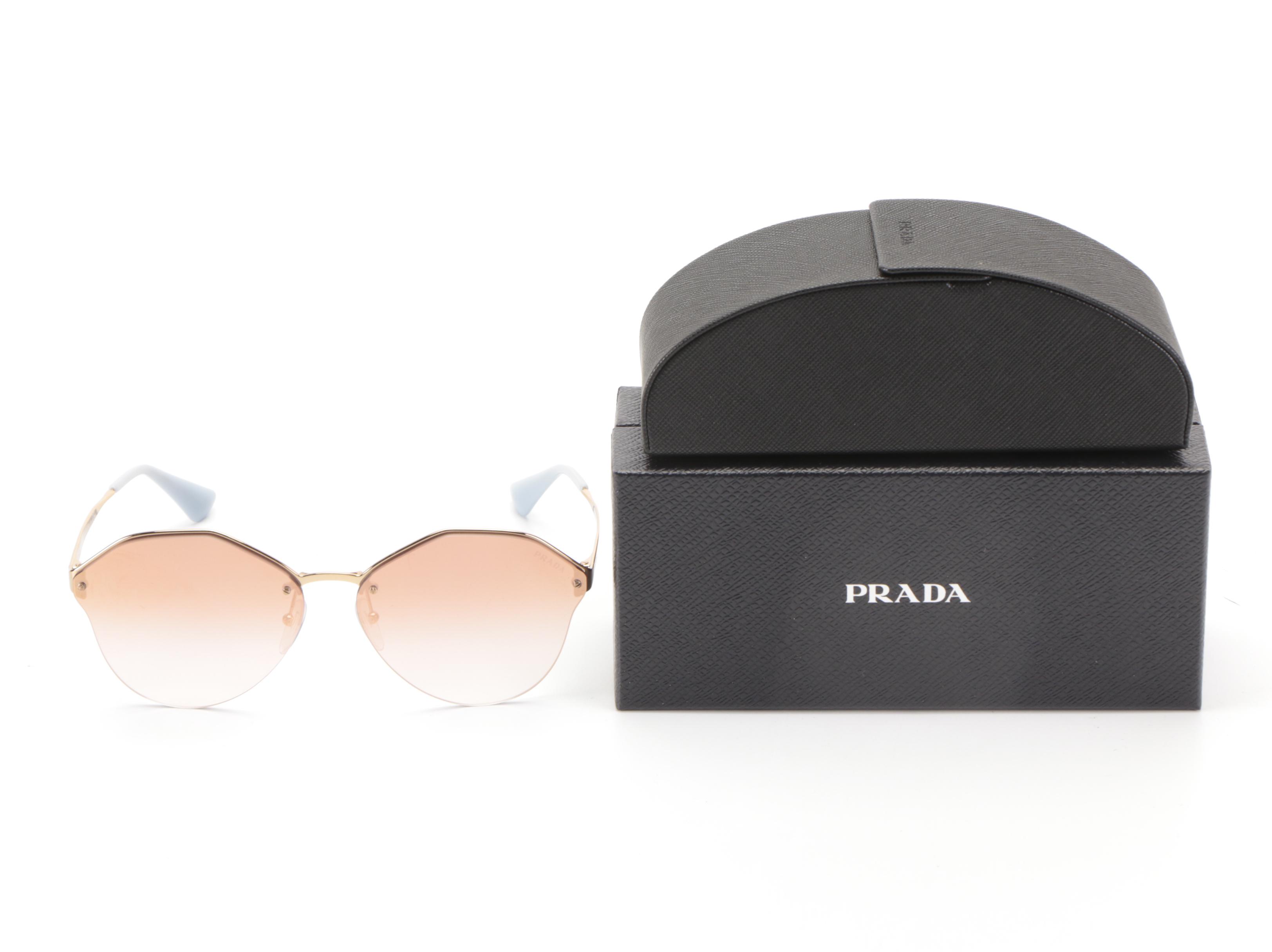 Prada SPR64T Semi-Rimless Sunglasses with Case and Box