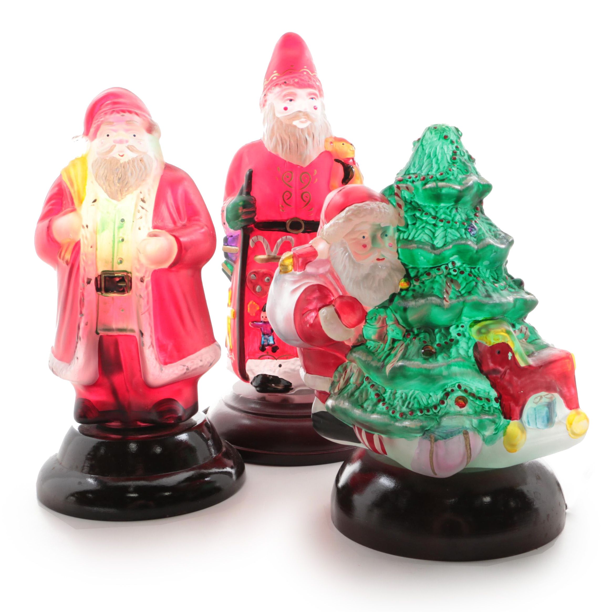 Old World Christmas Hand-Painted Glass Santa Claus Night Lights
