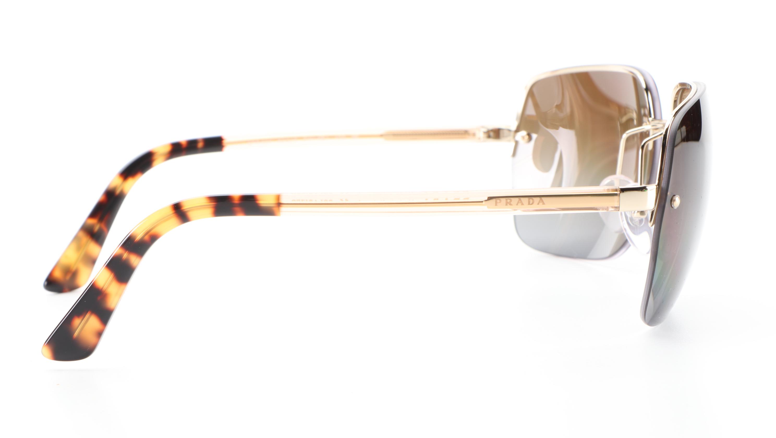 Prada SPR63V Polarized Semi-Rimless Sunglasses with Box and Case