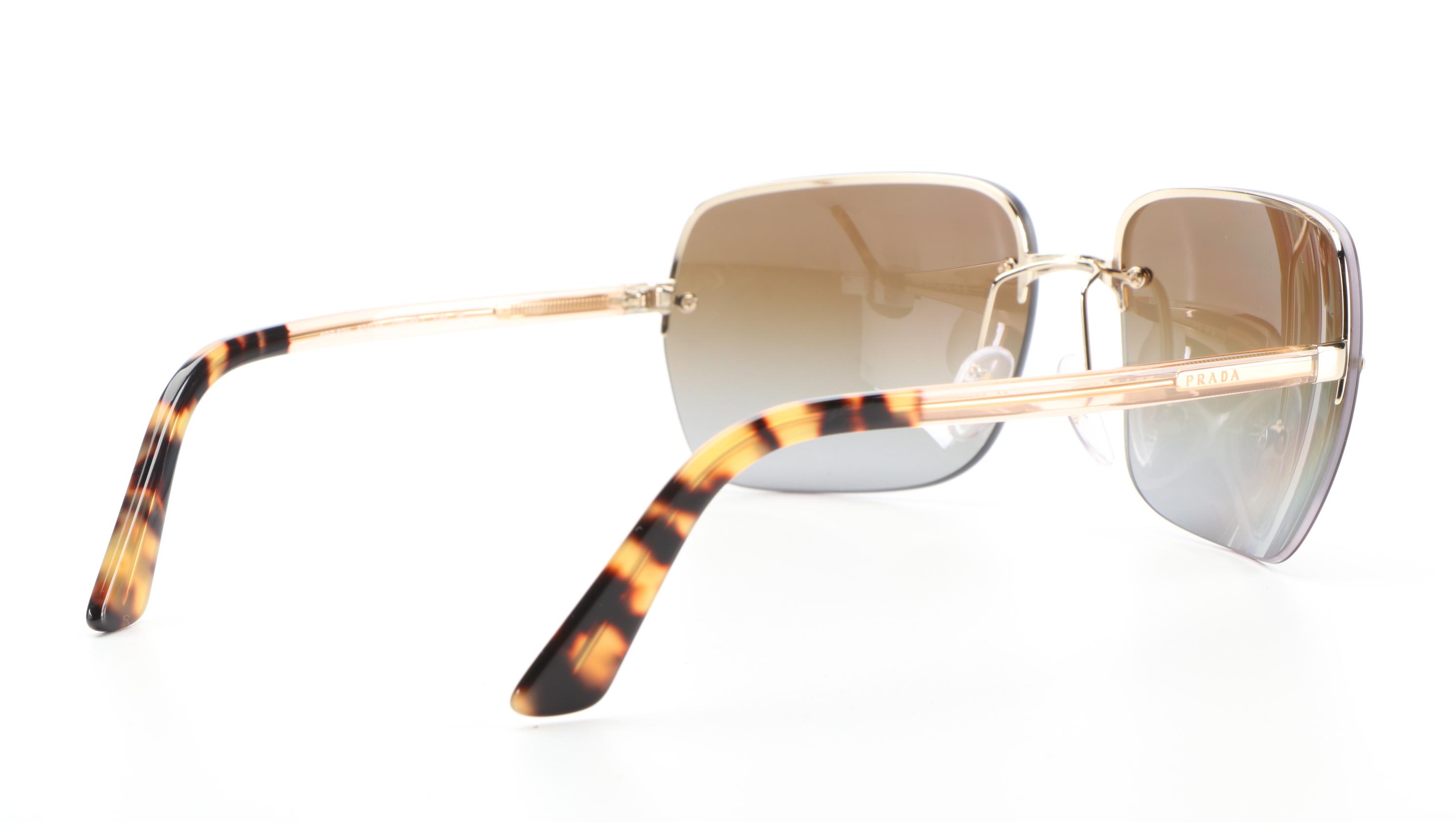 Prada SPR63V Polarized Semi-Rimless Sunglasses with Box and Case