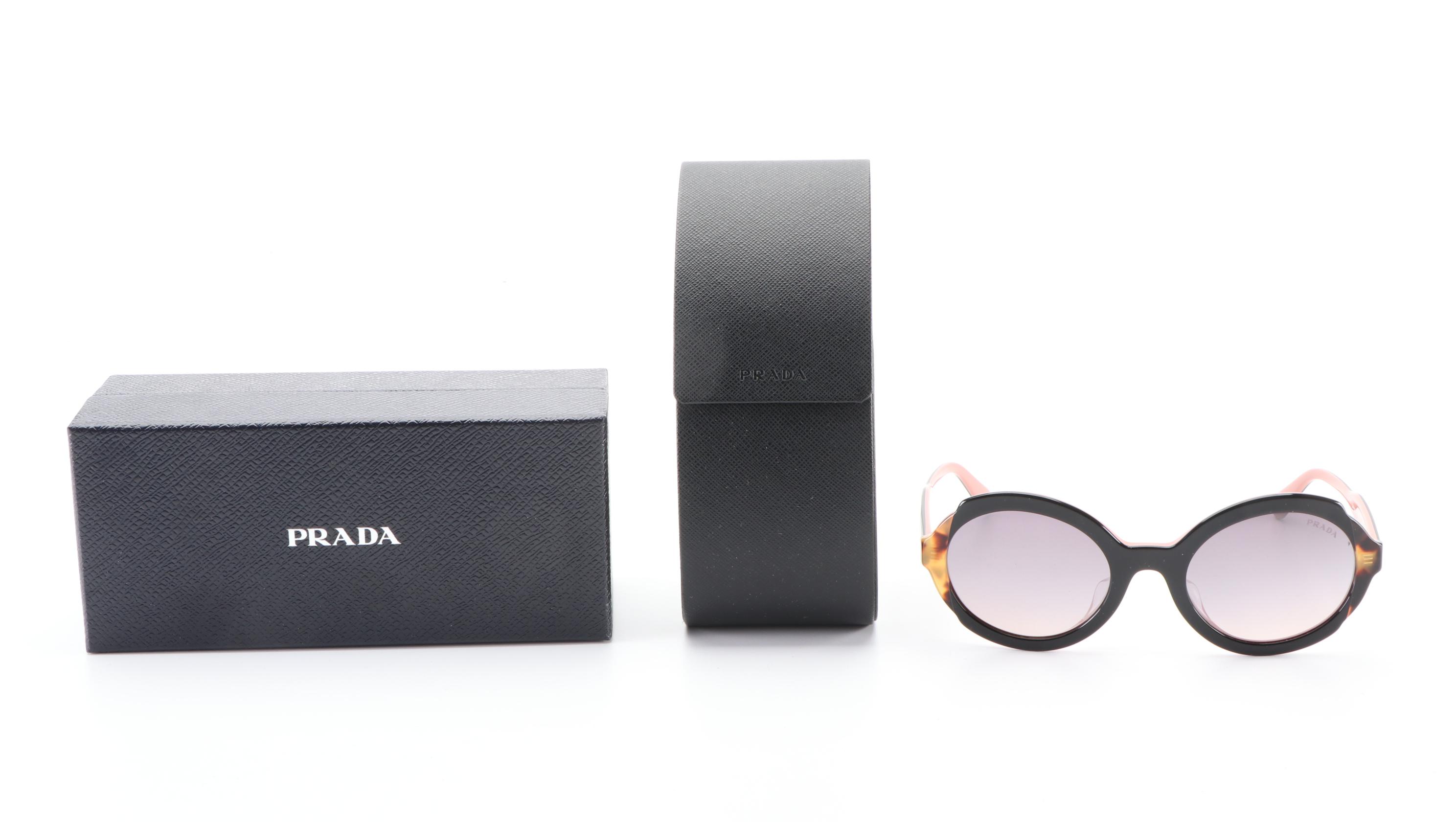 Prada SPR17U-F Round/Oval Sunglasses with Case and Box