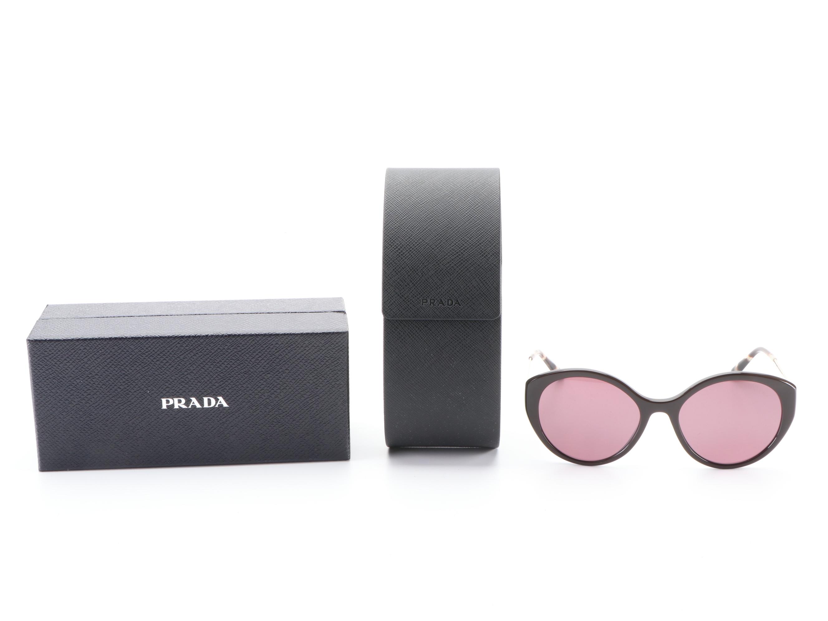 Prada SPR 18X Round Butterfly Sunglasses with Polarized Lenses with Case and Box