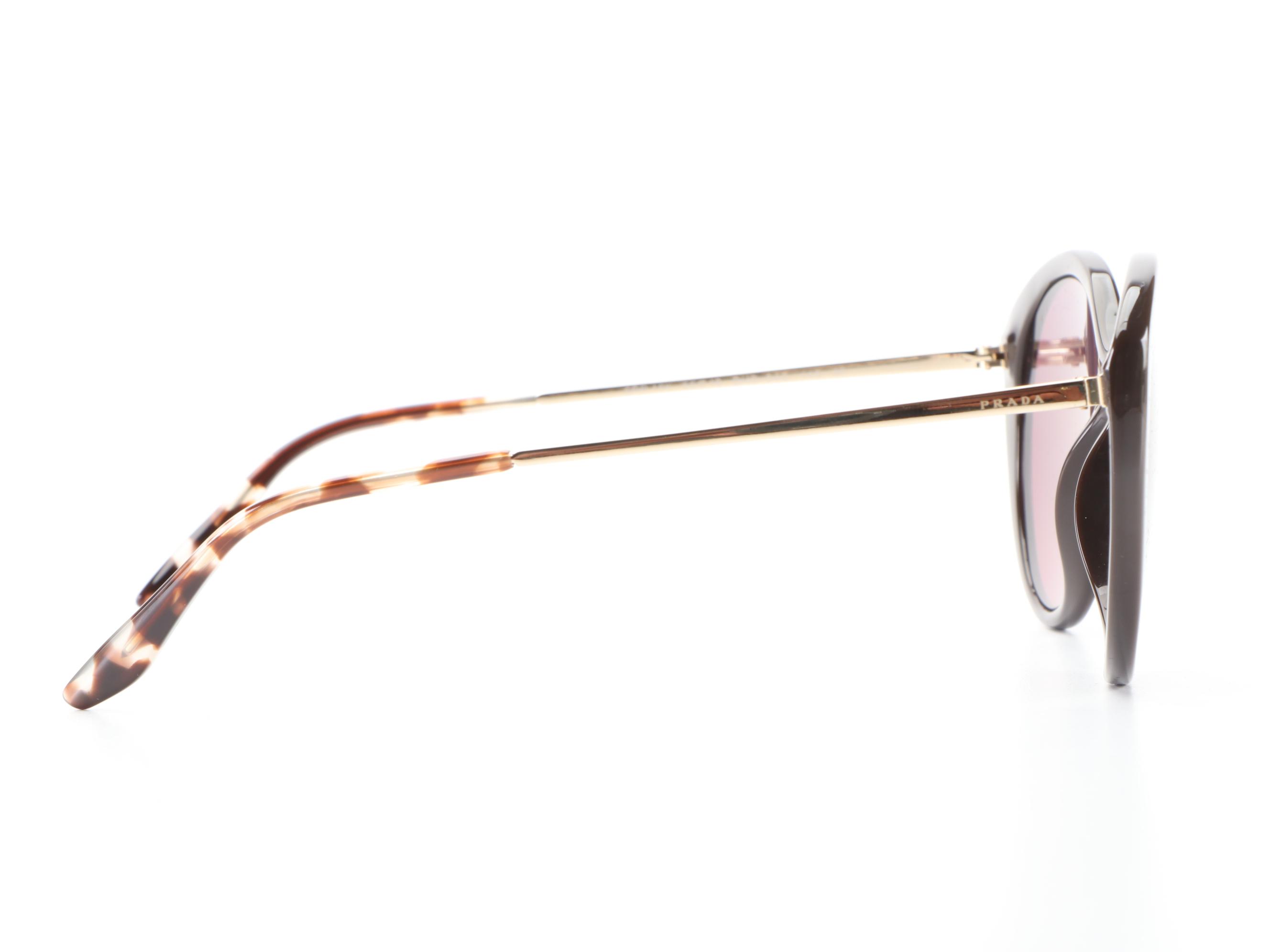 Prada SPR 18X Round Butterfly Sunglasses with Polarized Lenses with Case and Box